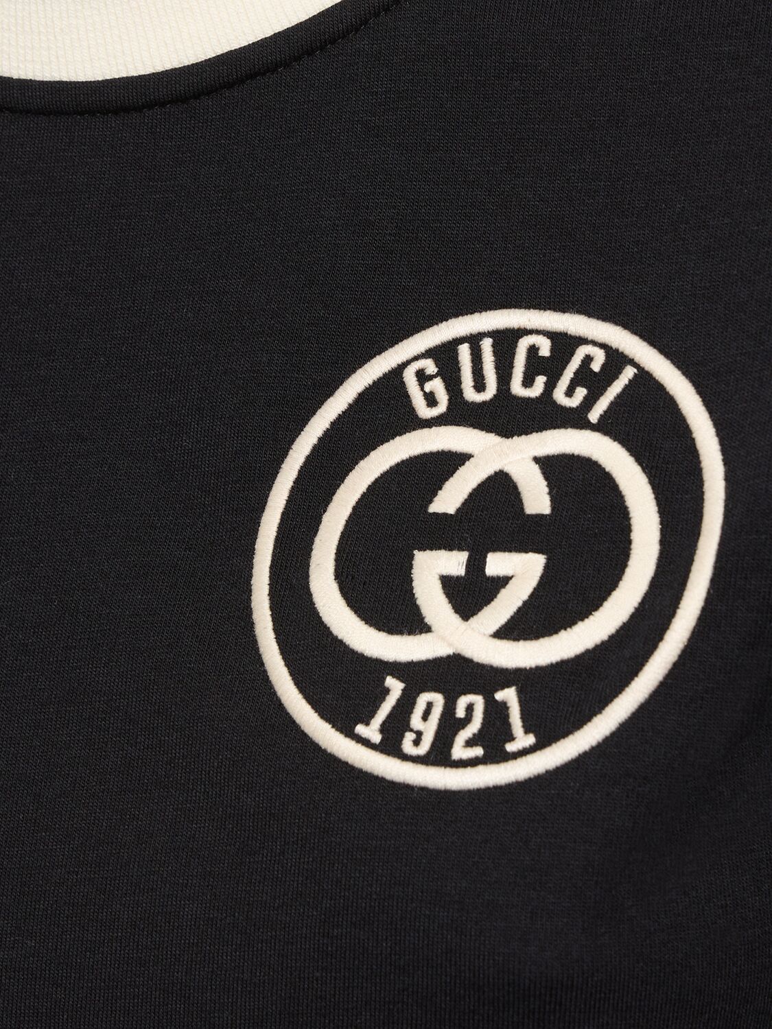 Shop Gucci Cotton Jersey T-shirt W/ Embroidery In Black