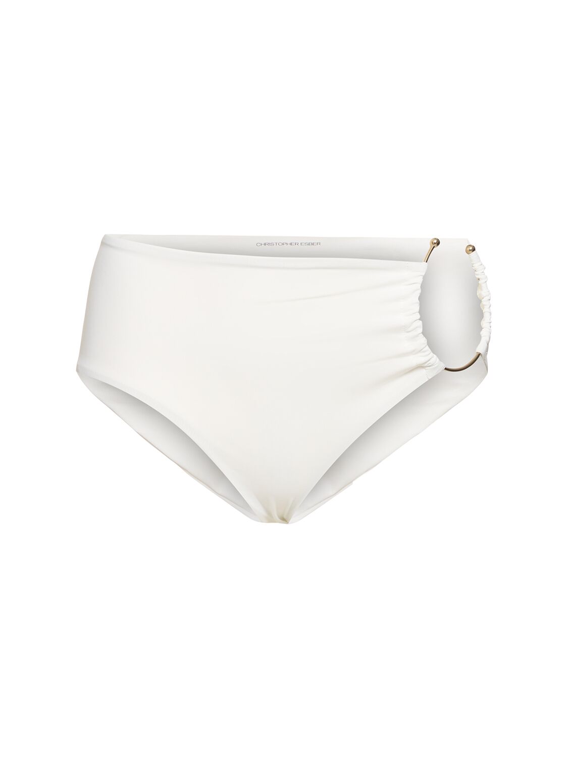 Christopher Esber Metal Ring High Waist Bikini Bottoms In White
