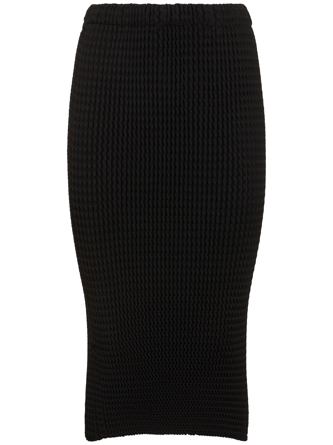 Issey Miyake Pleated Midi Skirt In Black
