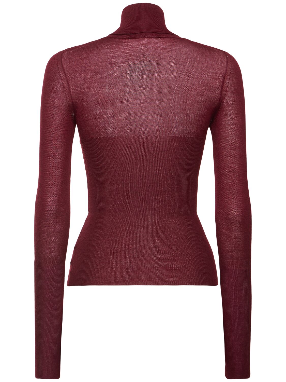 Shop Roberto Cavalli Silk & Cashmere Turtleneck Top In Bordeaux