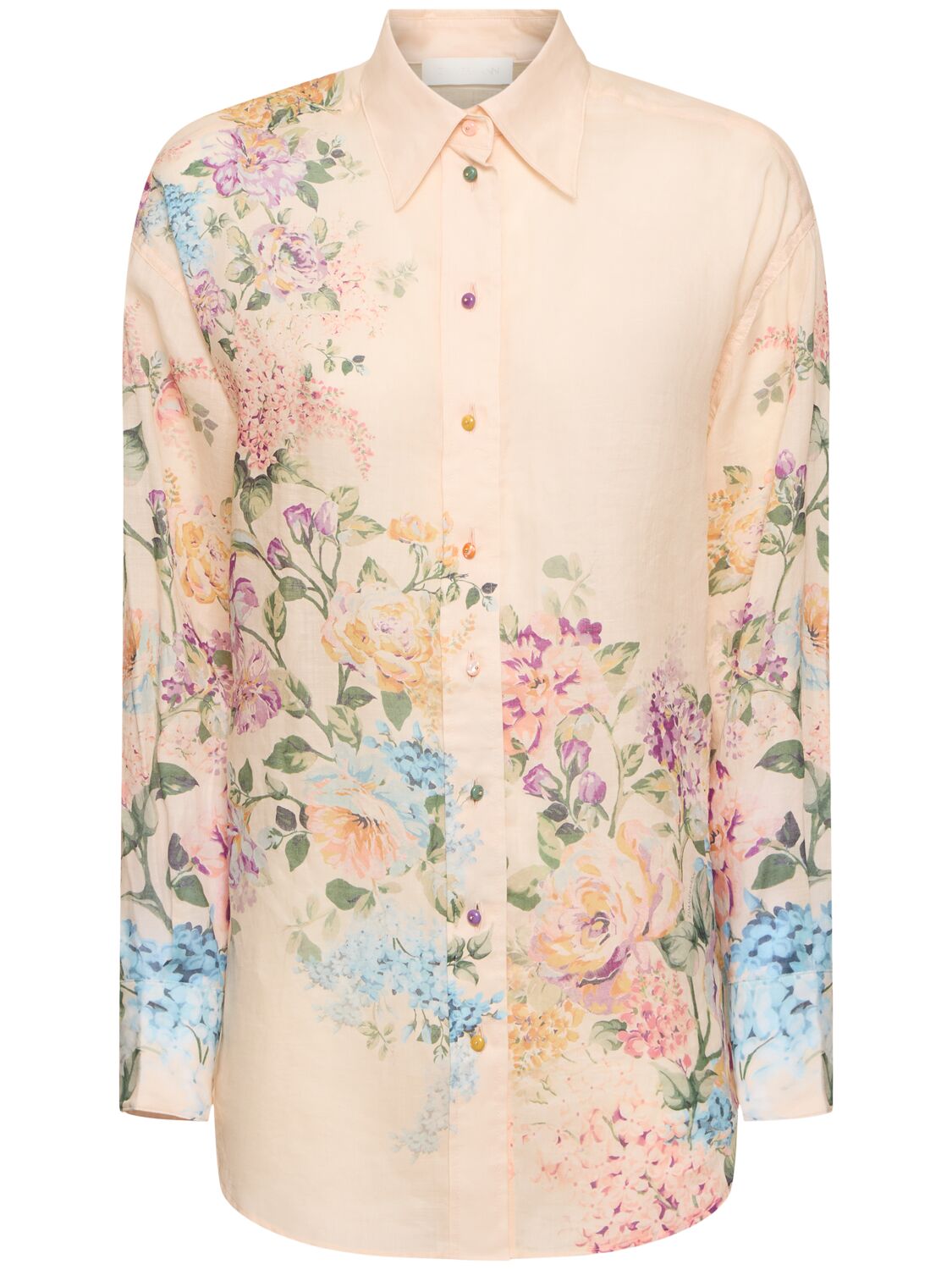 Image of Halliday Printed Ramie Relaxed Shirt