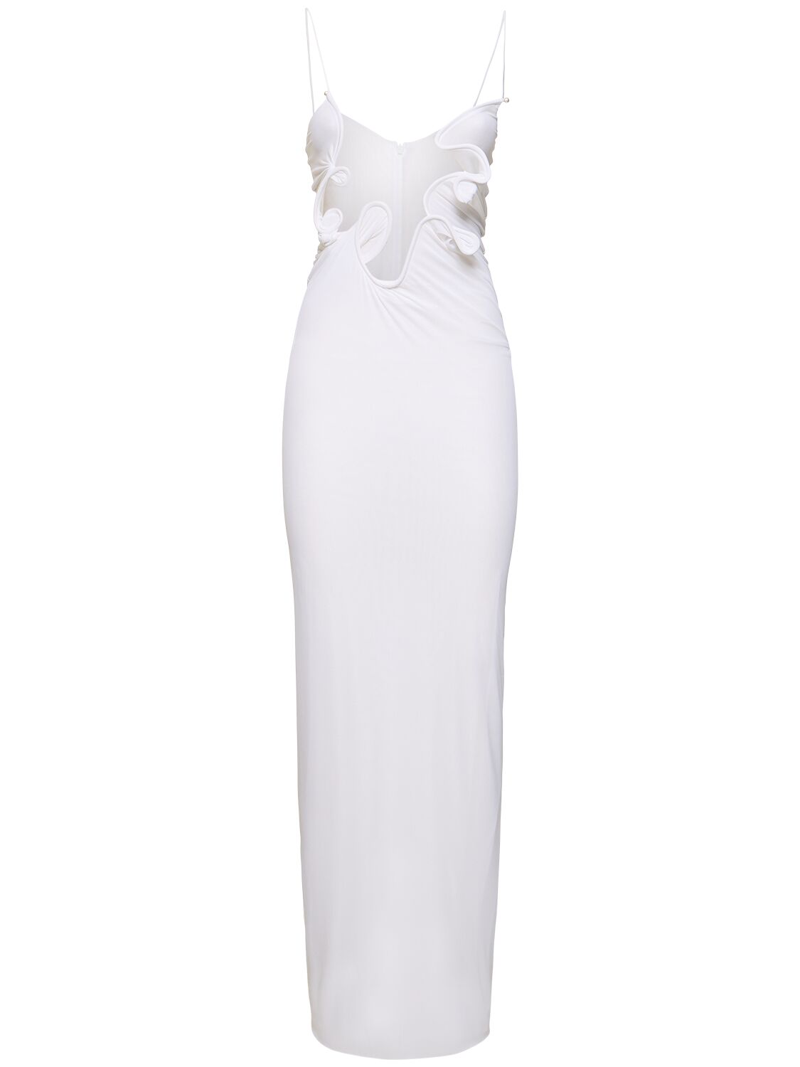 Shop Christopher Esber Molded Venus Sheer Jersey Midi Dress In White
