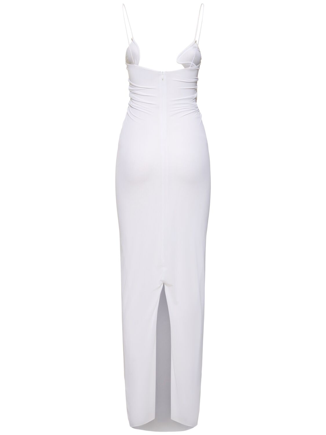 Shop Christopher Esber Molded Venus Sheer Jersey Midi Dress In White