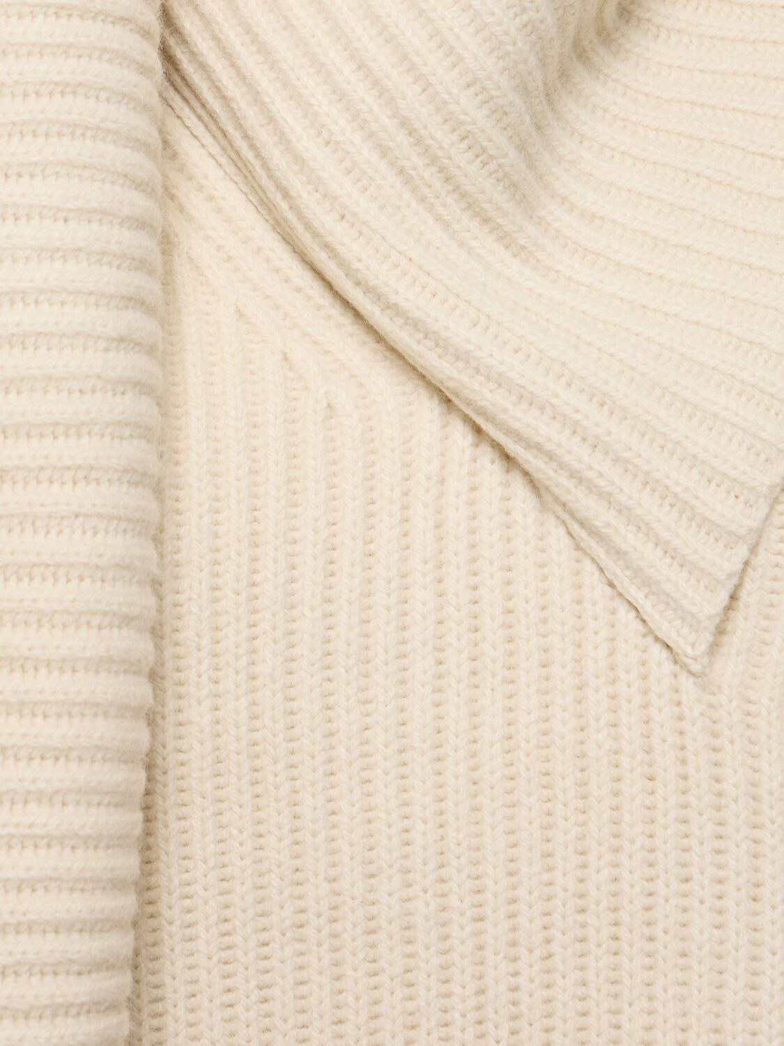 Shop Totême Long Scarf Wool Knit Sweater In Off-white