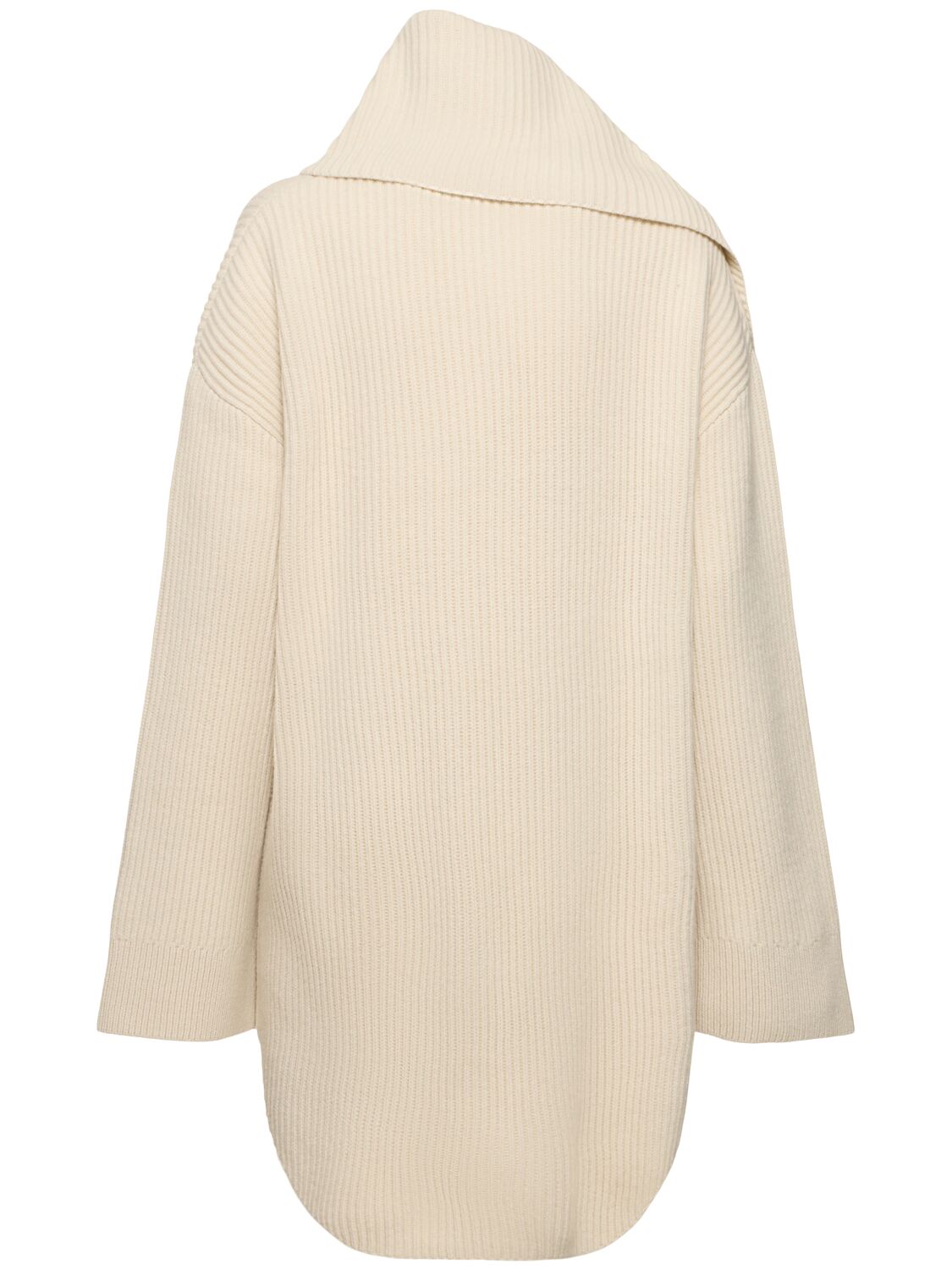 Shop Totême Long Scarf Wool Knit Sweater In Off-white