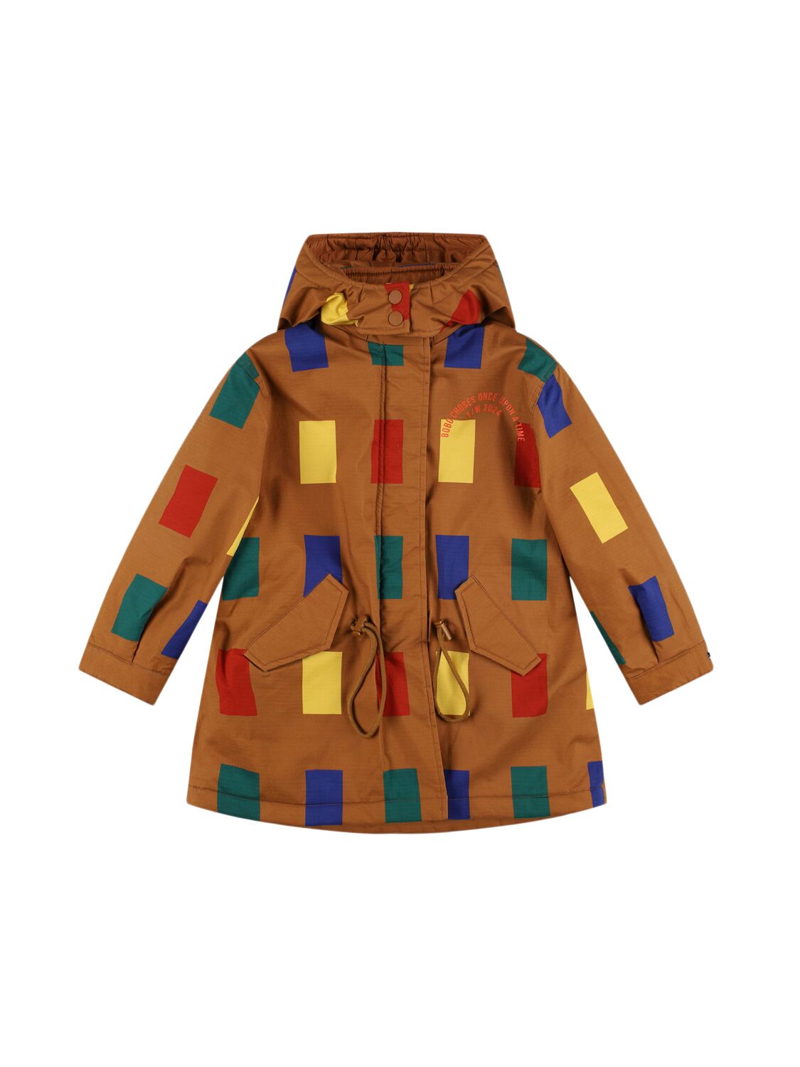 Bobo Choses Kids' Printed Cotton Blend Hooded Parka In Brown/multi