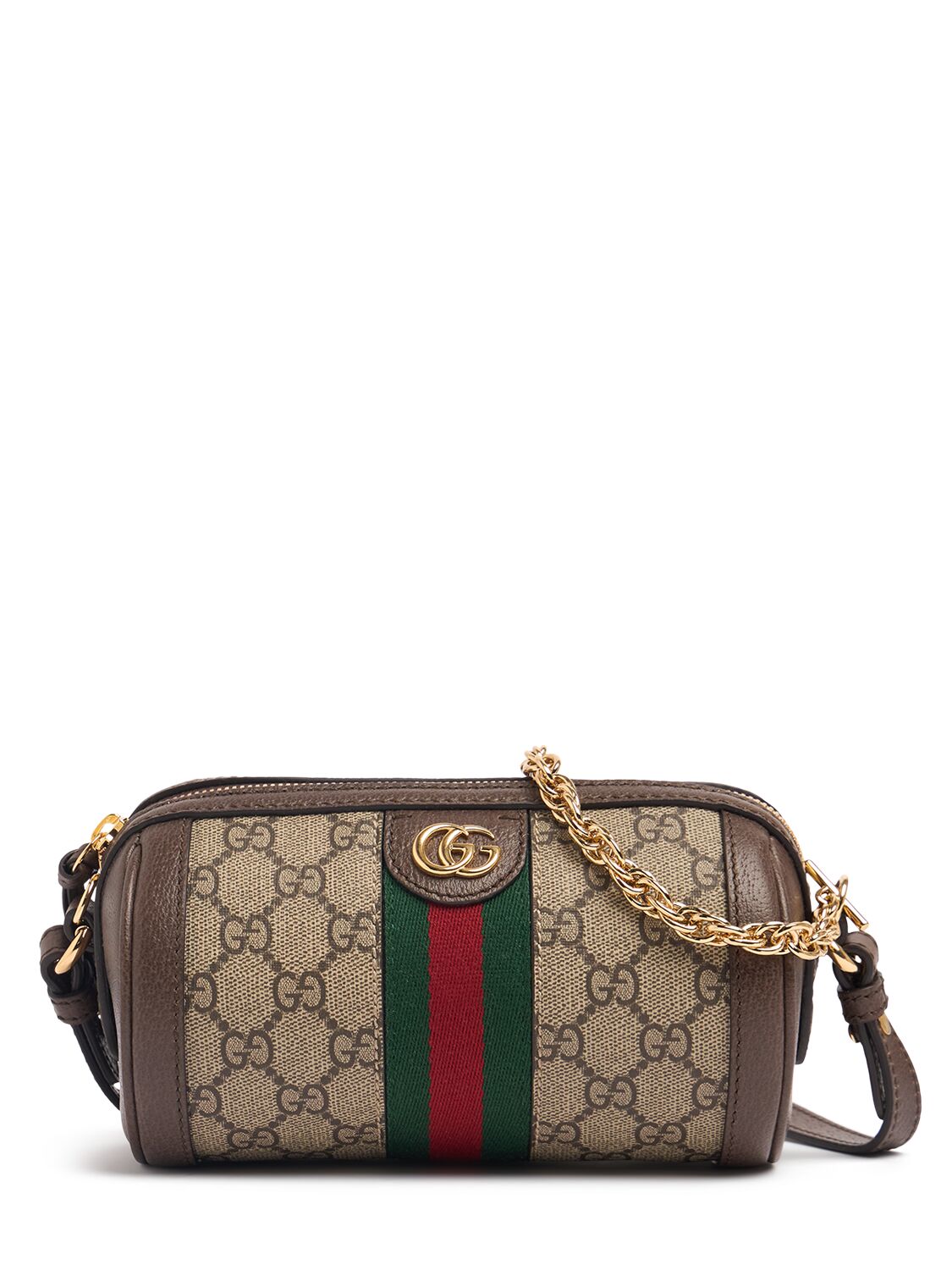 Gucci Ophidia Canvas Shoulder Bag In Beige/ebony