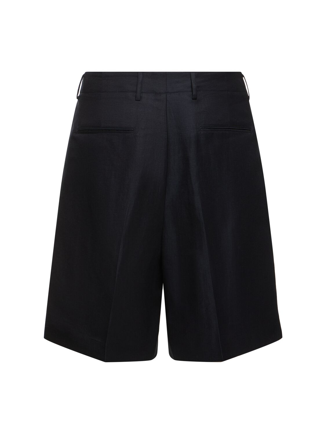 Shop Loro Piana Joetsu Pleated Linen & Silk Shorts In Navy