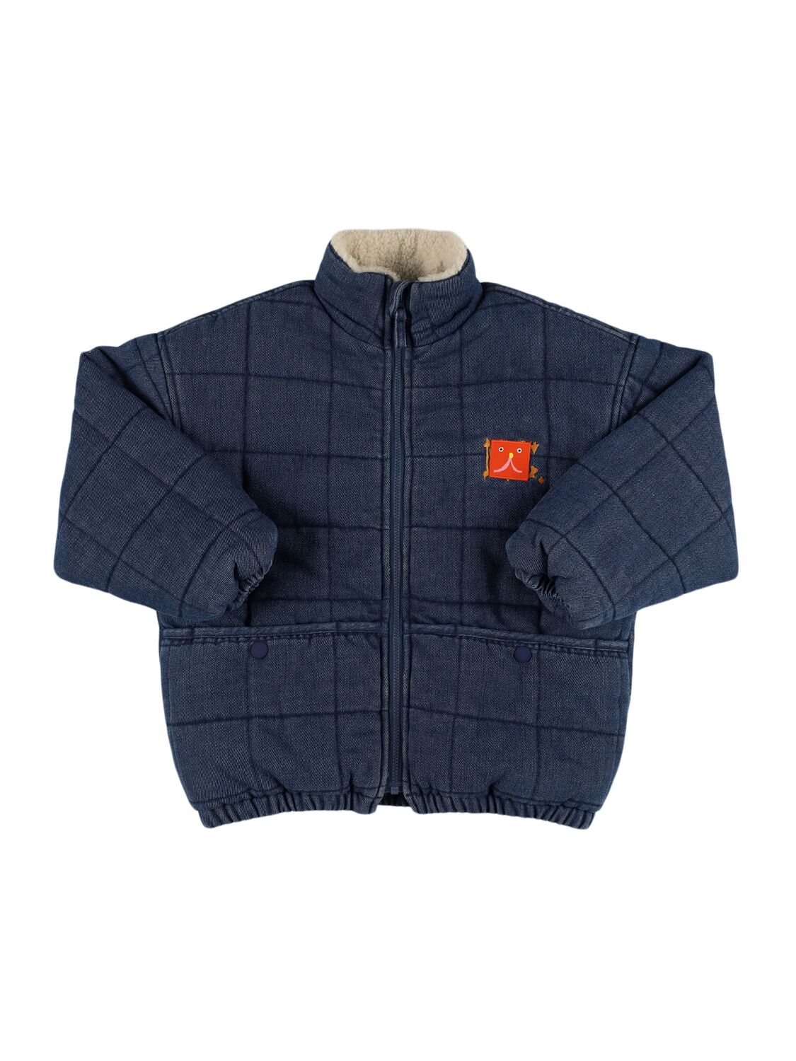 Bobo Choses Kids' Quilted Cotton & Faux Fur Jacket In Blue