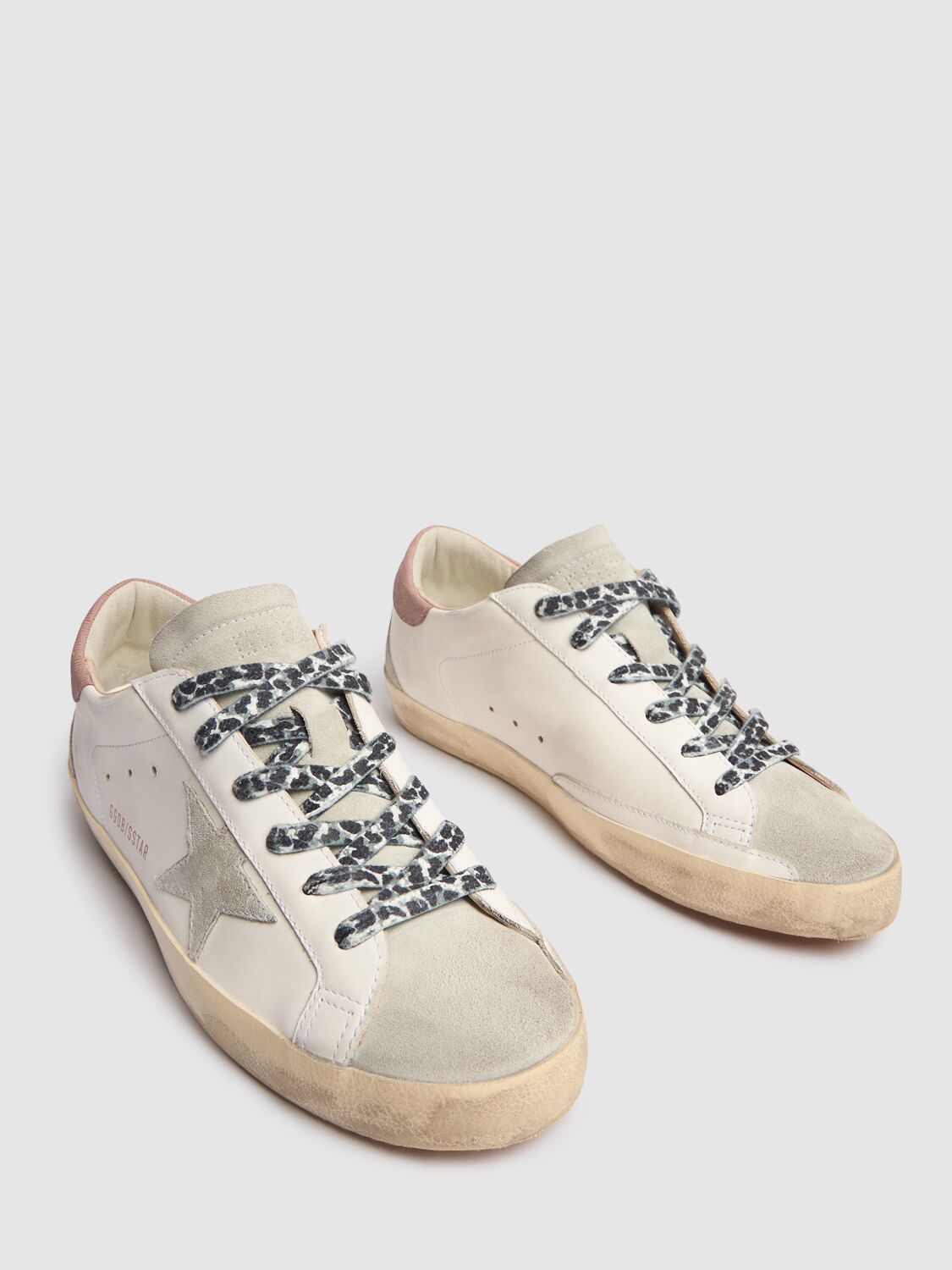 Shop Golden Goose 20mm Super-star Leather Sneakers In White,ice