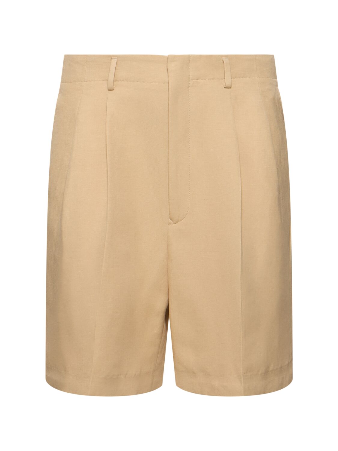 Image of Joetsu Pleated Linen & Silk Shorts