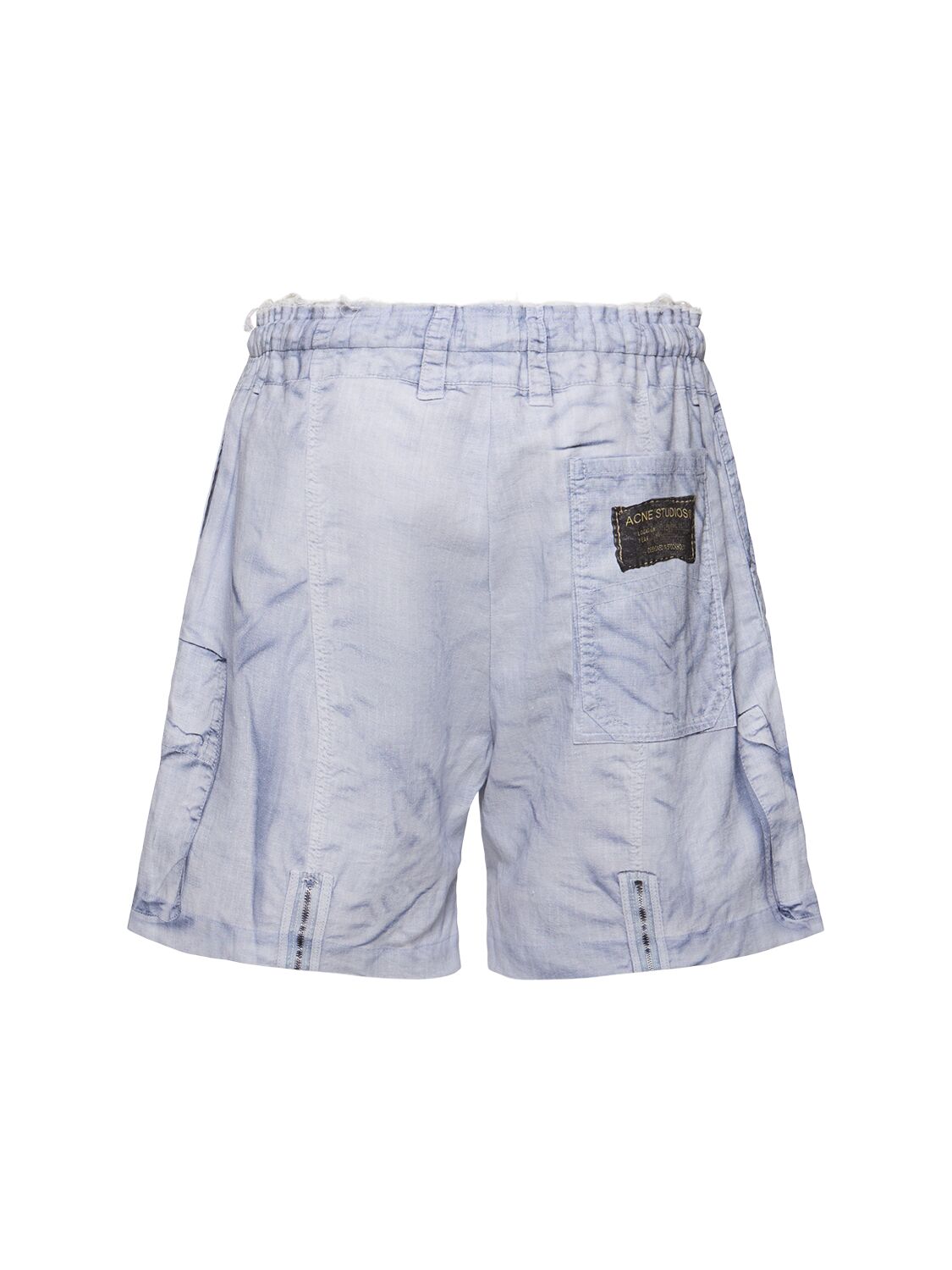 Shop Acne Studios Printed Linen & Cotton Shorts In Lilac