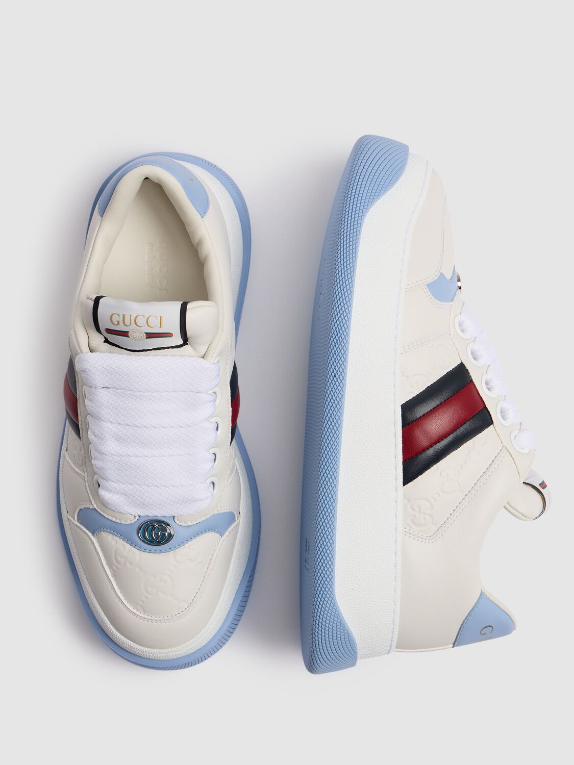 Shop Gucci 42mm Screener Leather Sneaker In White/multi