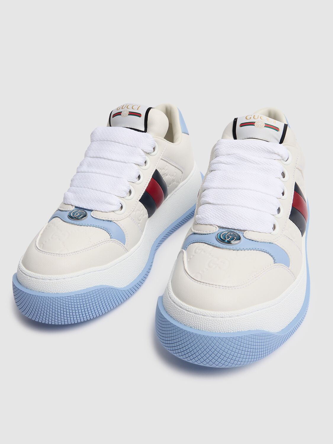 Shop Gucci 42mm Screener Leather Sneaker In White/multi