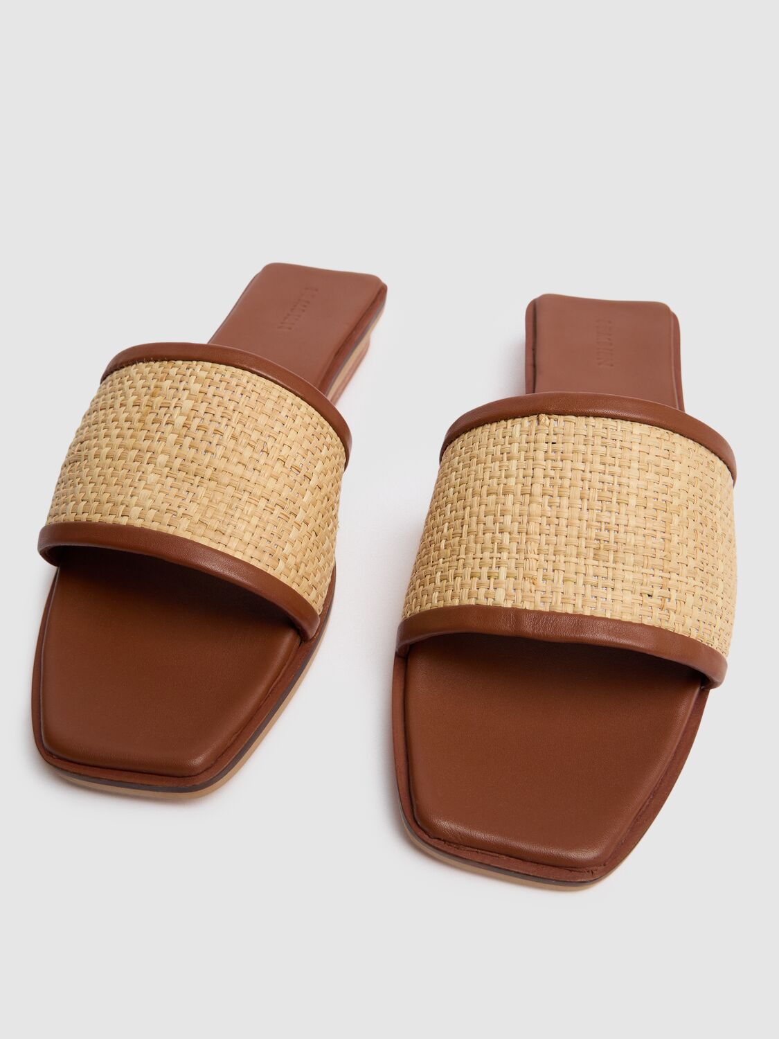 Shop Bembien 10mm Ona Leather & Raffia Slides In Brown