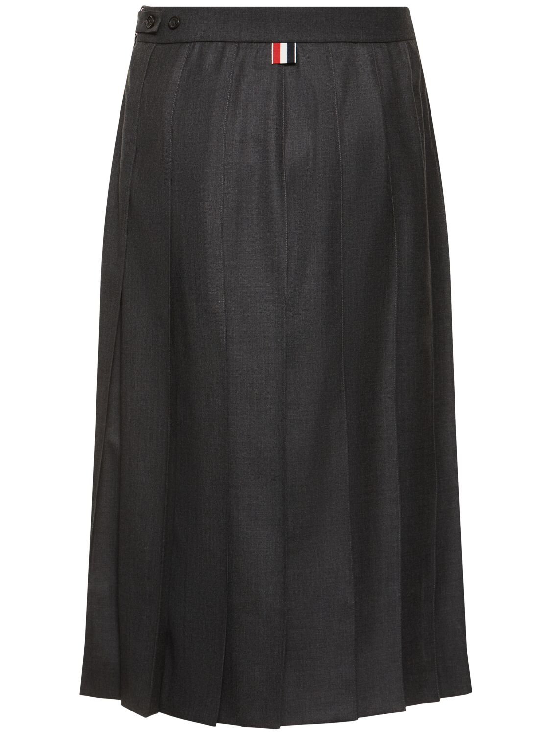 Shop Thom Browne Pleated Drop Back Midi Skirt In Dark Grey