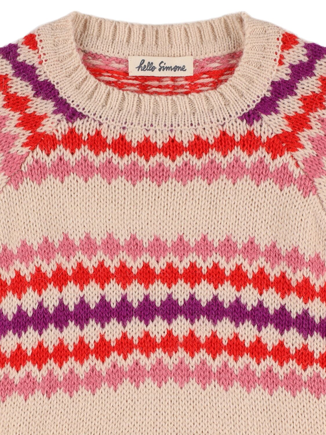Hello Simone Marmotte Wool Blend Knit Sweater In Beige/multi