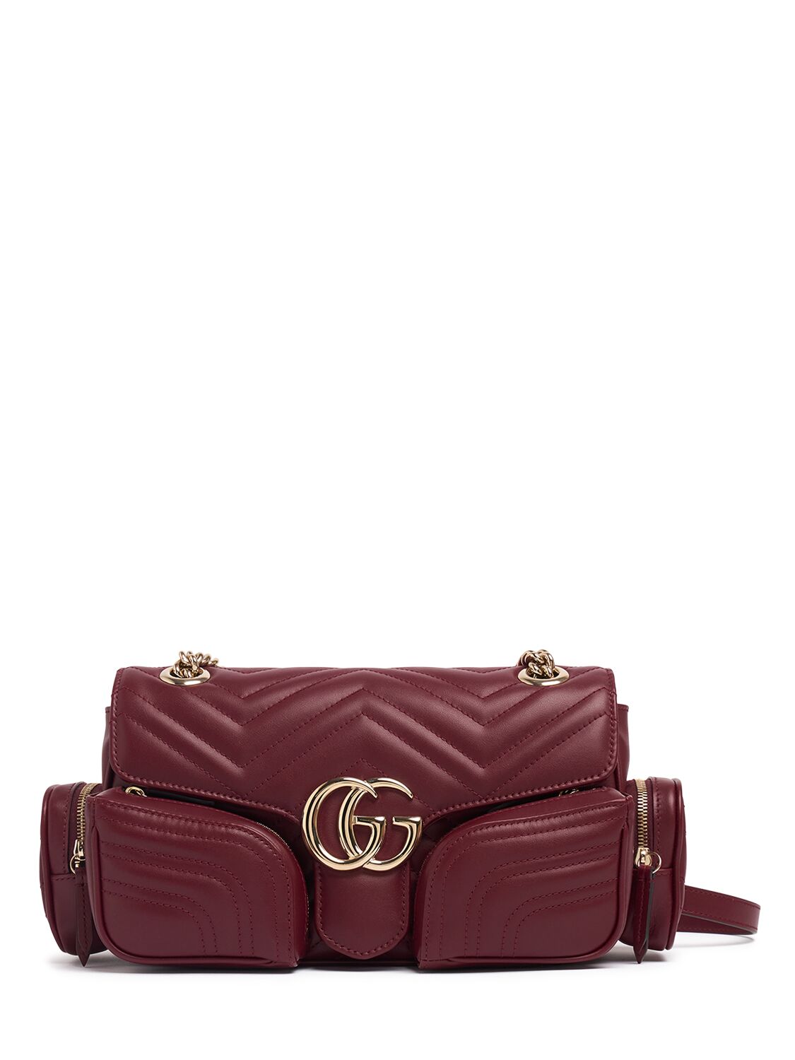 Gucci Gg Marmont Leather Shoulder Bag In Rosso Ancora