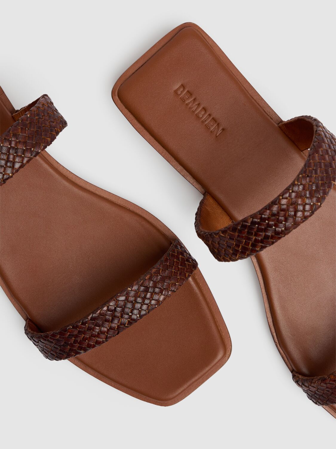Shop Bembien 10mm Alana Leather Slide Sandals In Brown