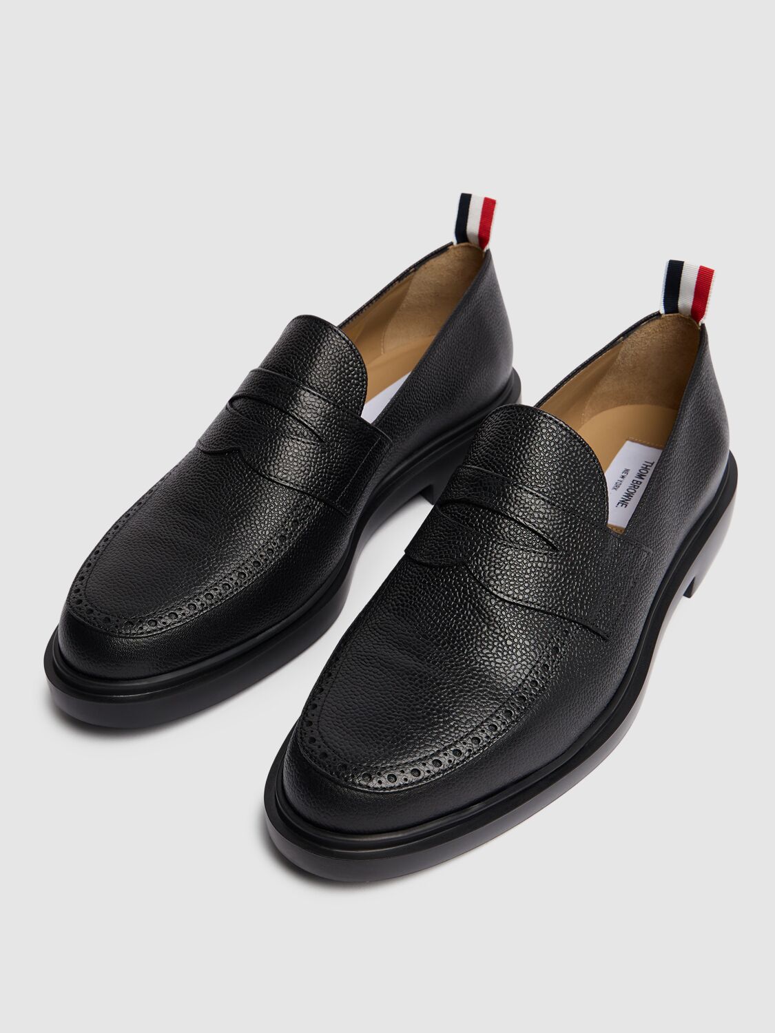 THOM BROWNE PEBBLE GRAINED LEATHER LOAFERS 