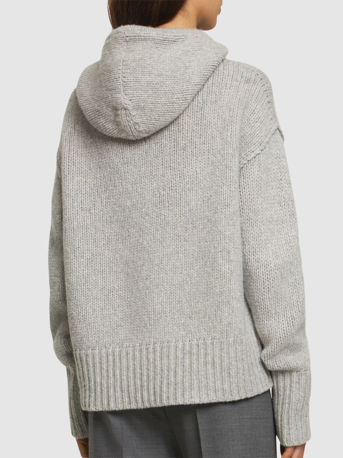 Shop Forte Forte Soft Wool Knitted Hoodie Sweater In Grey