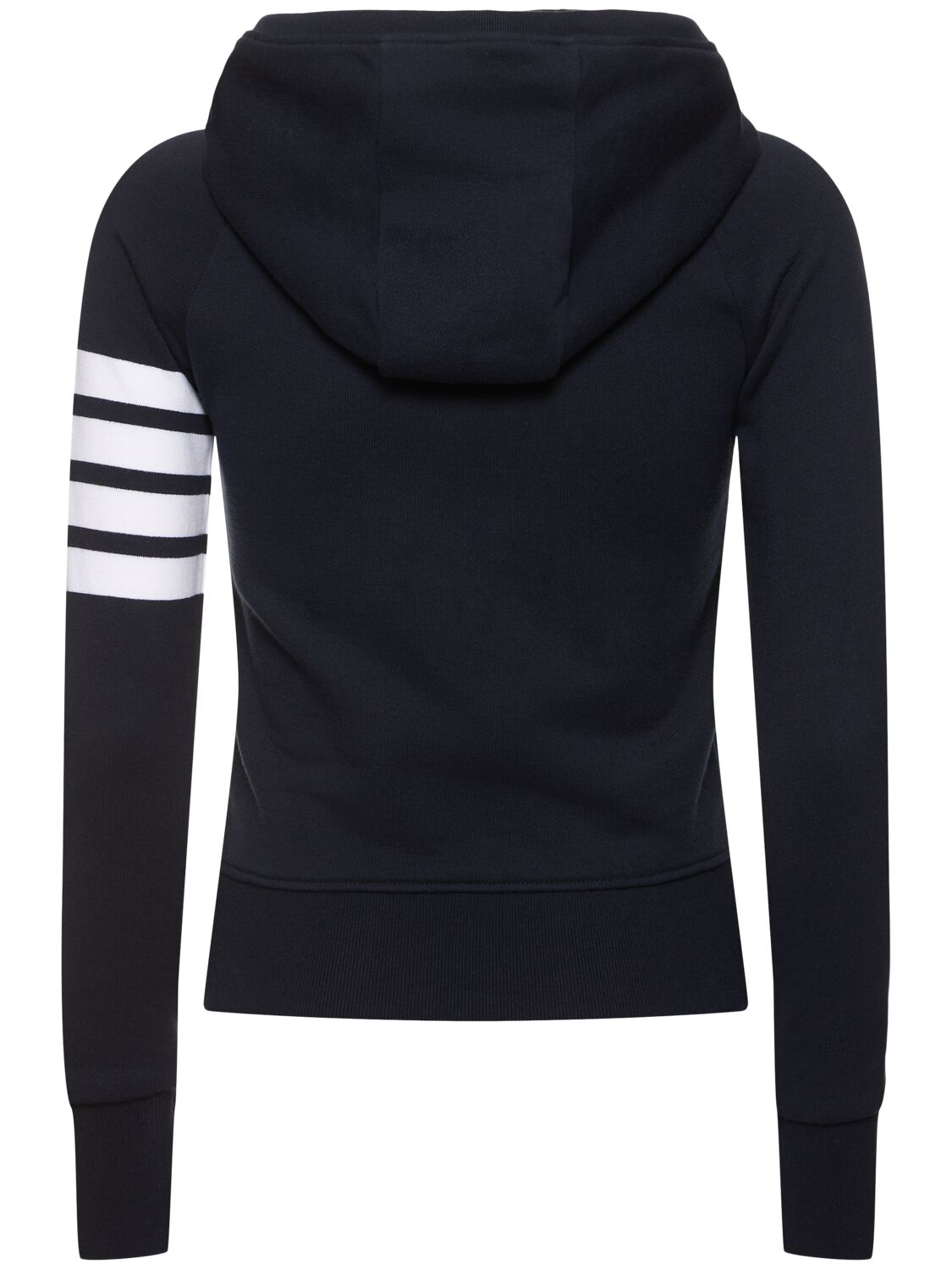 Thom Browne Fitted Blue Zipper Hoodie With Contrasting Stripes In Blue
