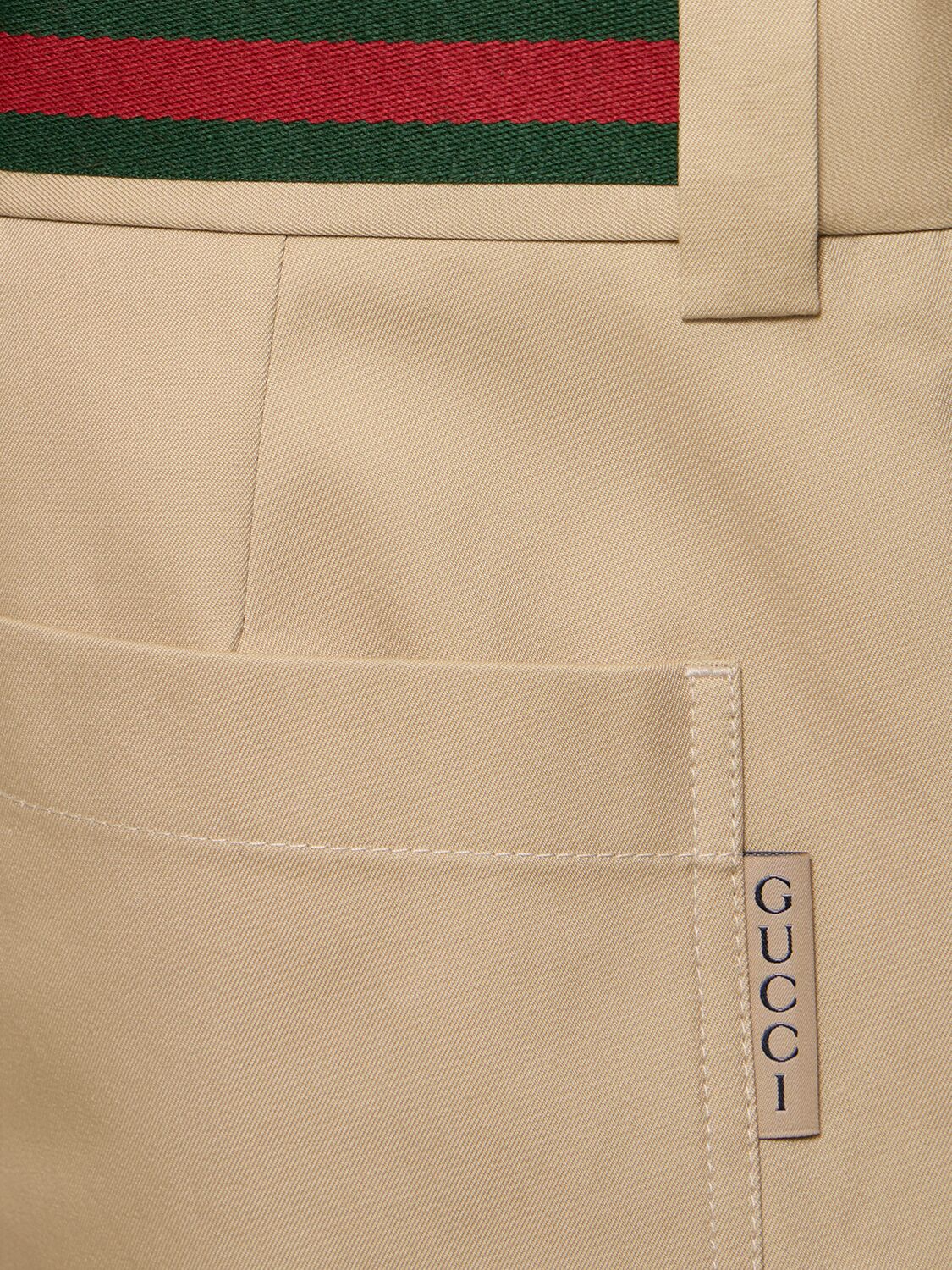 Shop Gucci Compact Cotton Twill Shorts In Sand