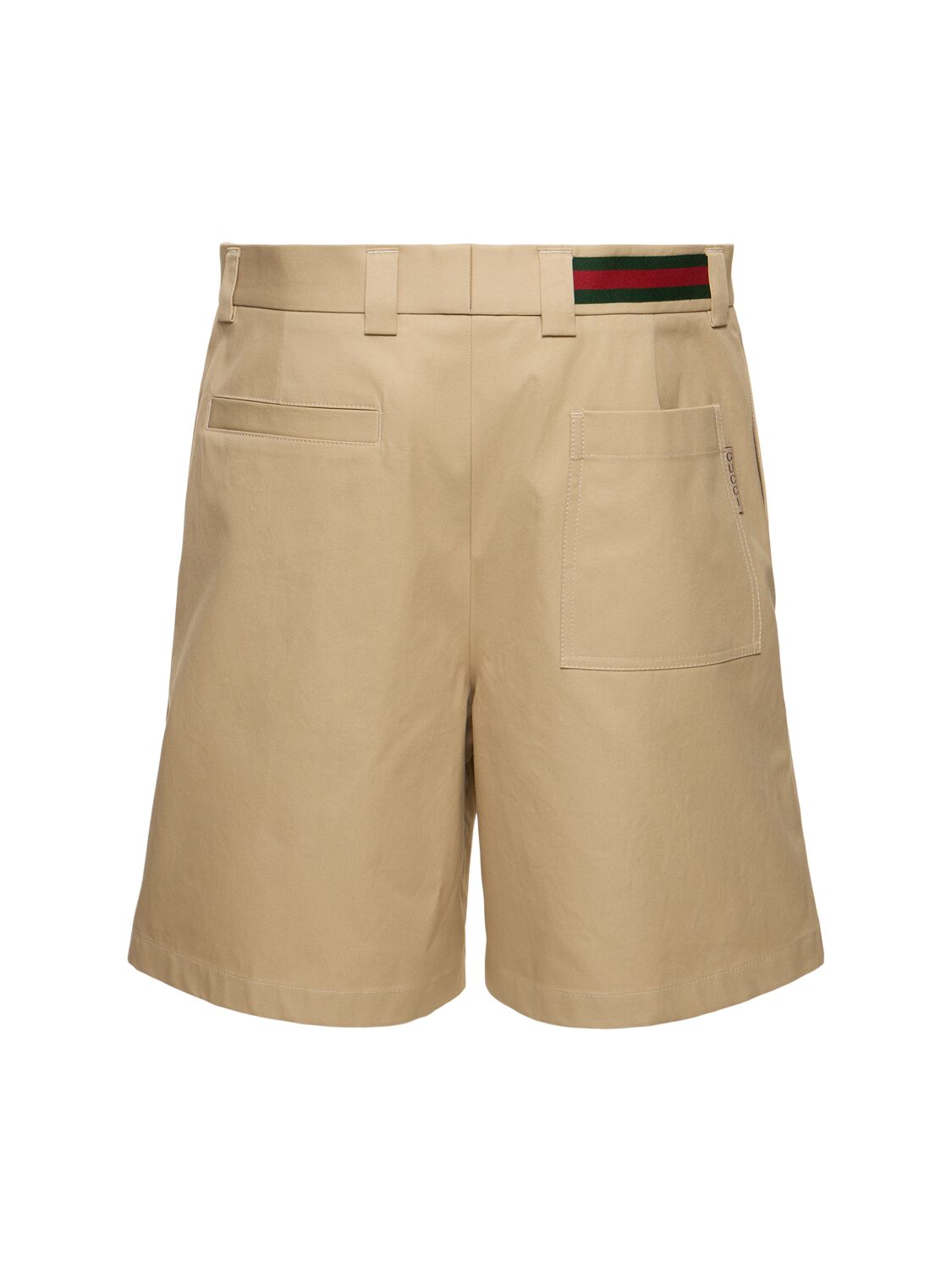 Shop Gucci Compact Cotton Twill Shorts In Sand