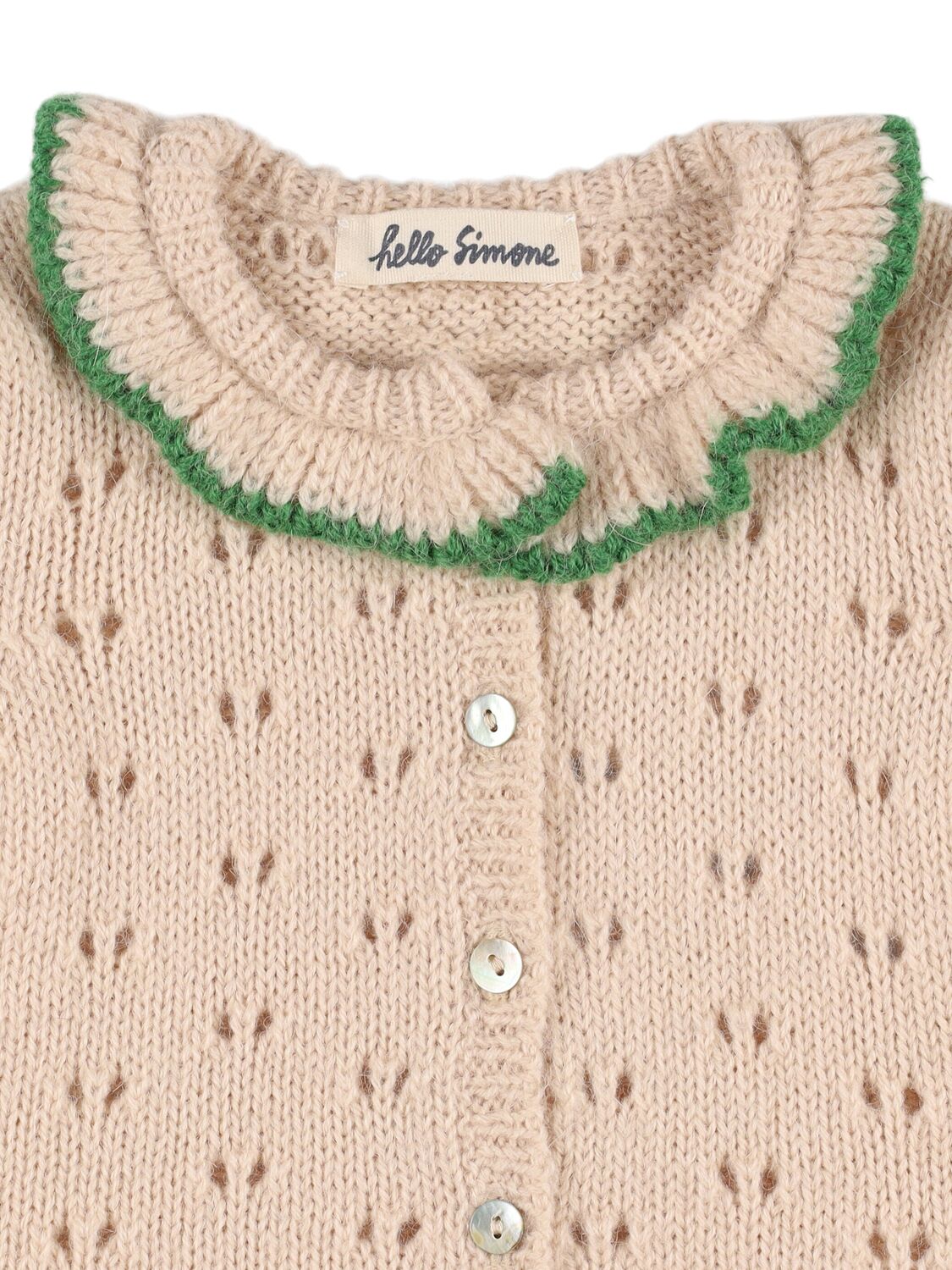 Shop Hello Simone Linette Wool Blend Knit Cardigan In Ecru