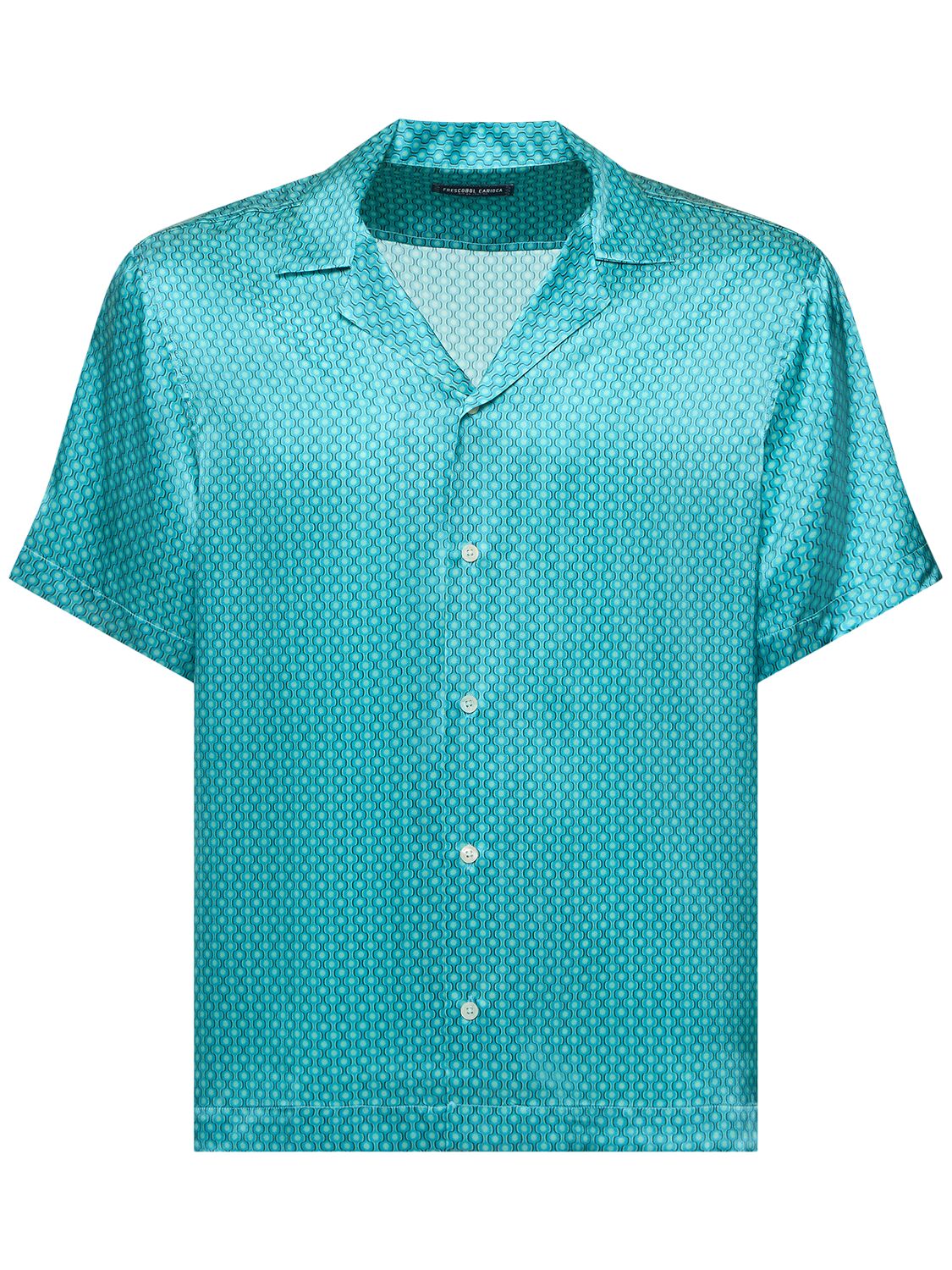Frescobol Carioca Dressing Gownrto Star Print Silk Shirt In Peacock Blue