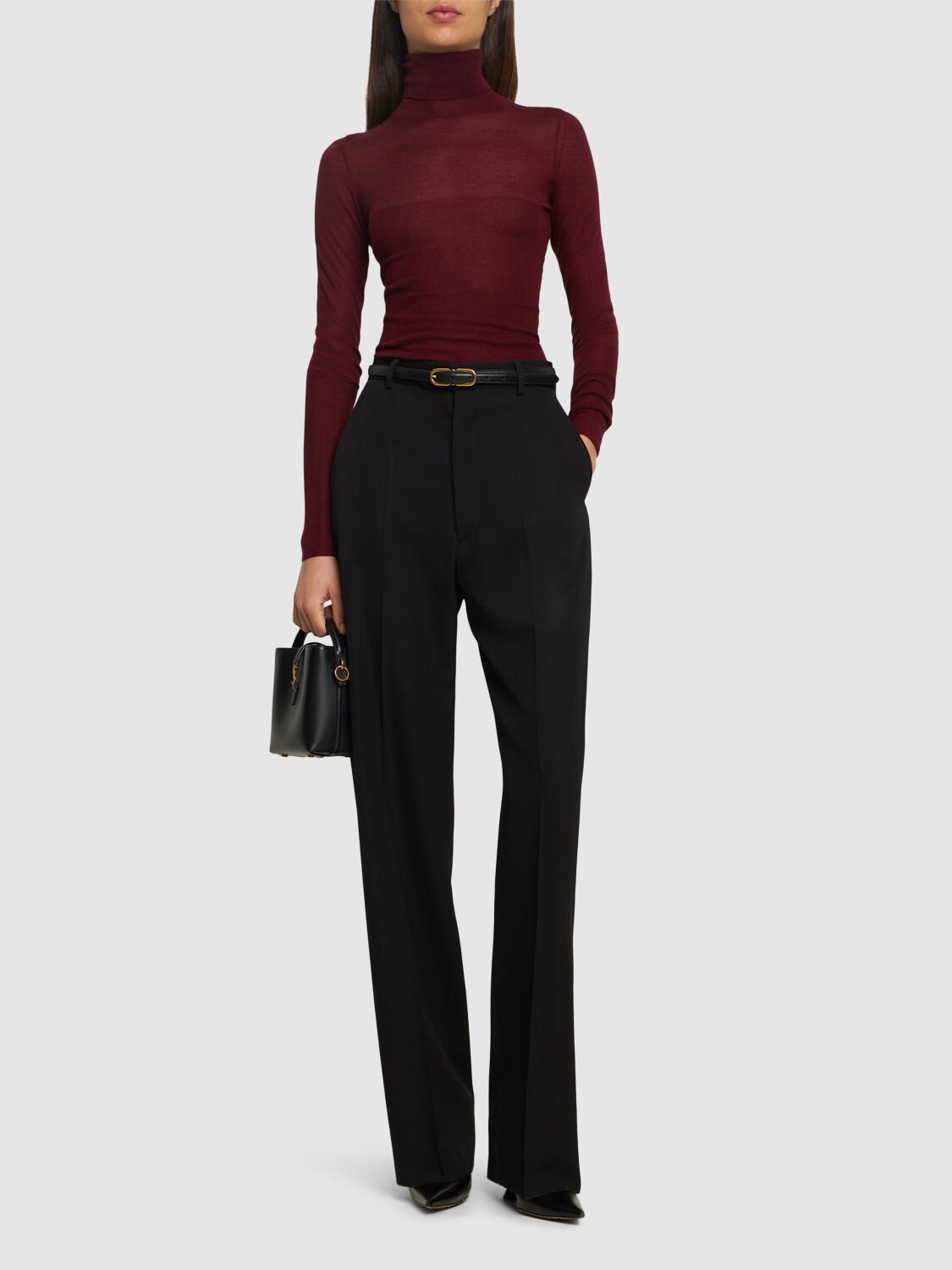 ROBERTO CAVALLI SILK & CASHMERE TURTLENECK TOP 