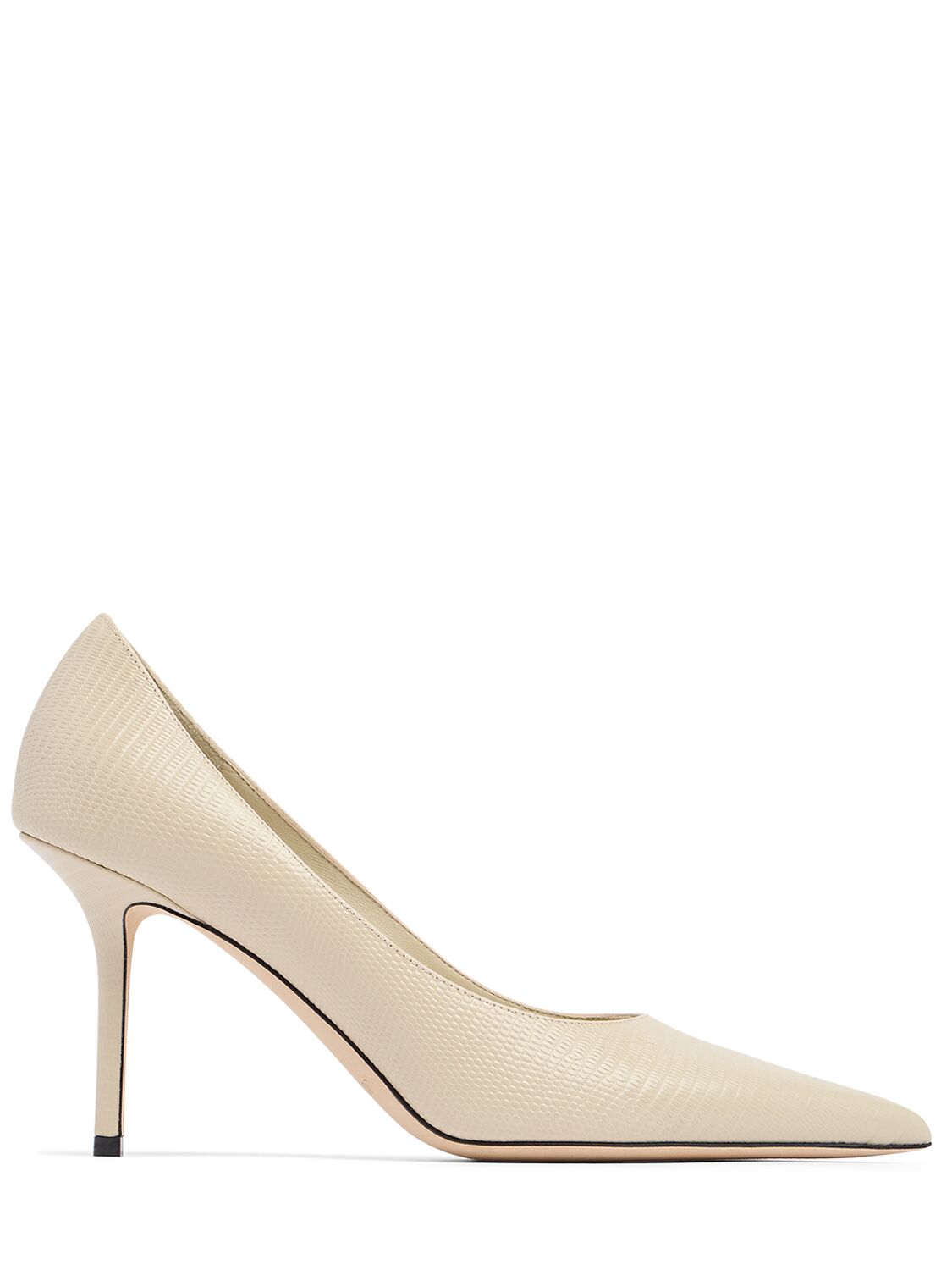 Jimmy Choo 85mm Love Lizard Printed Leather Pumps In Off White