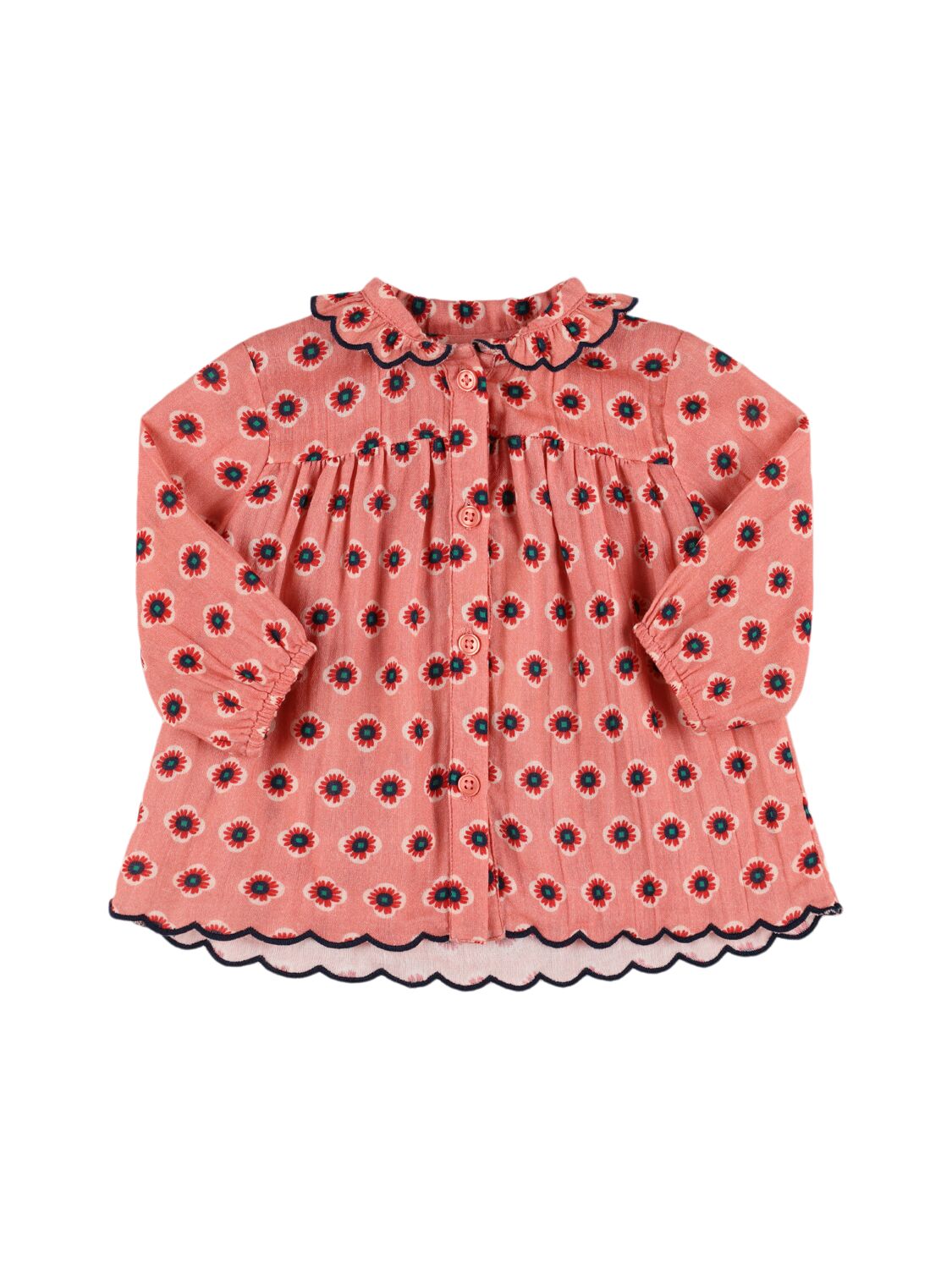 Hello Simone Mikado Printed Cotton Muslin Shirt In Pink