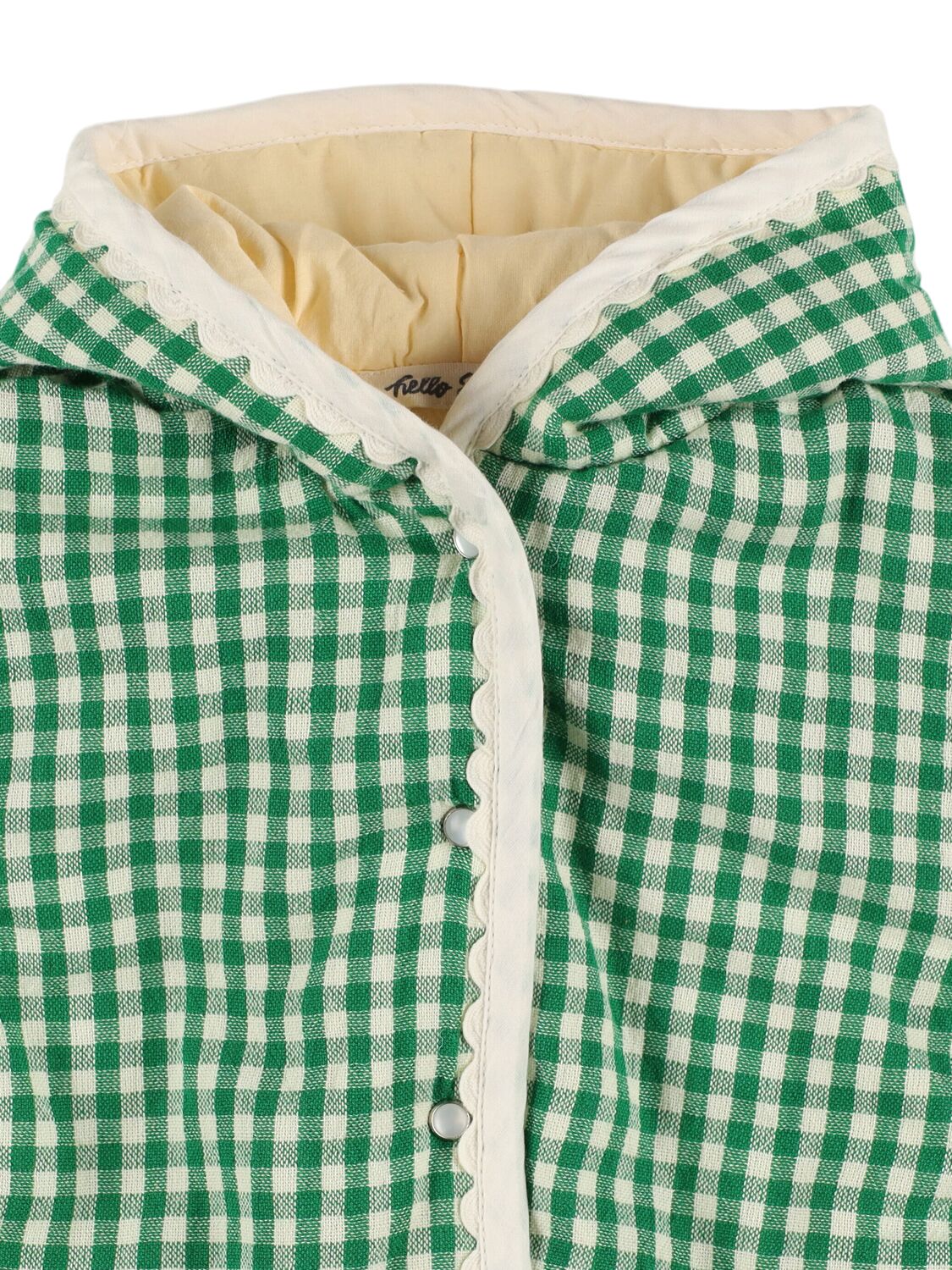 Shop Hello Simone Poppy Printed Cotton Hooded Jacket In Green/white