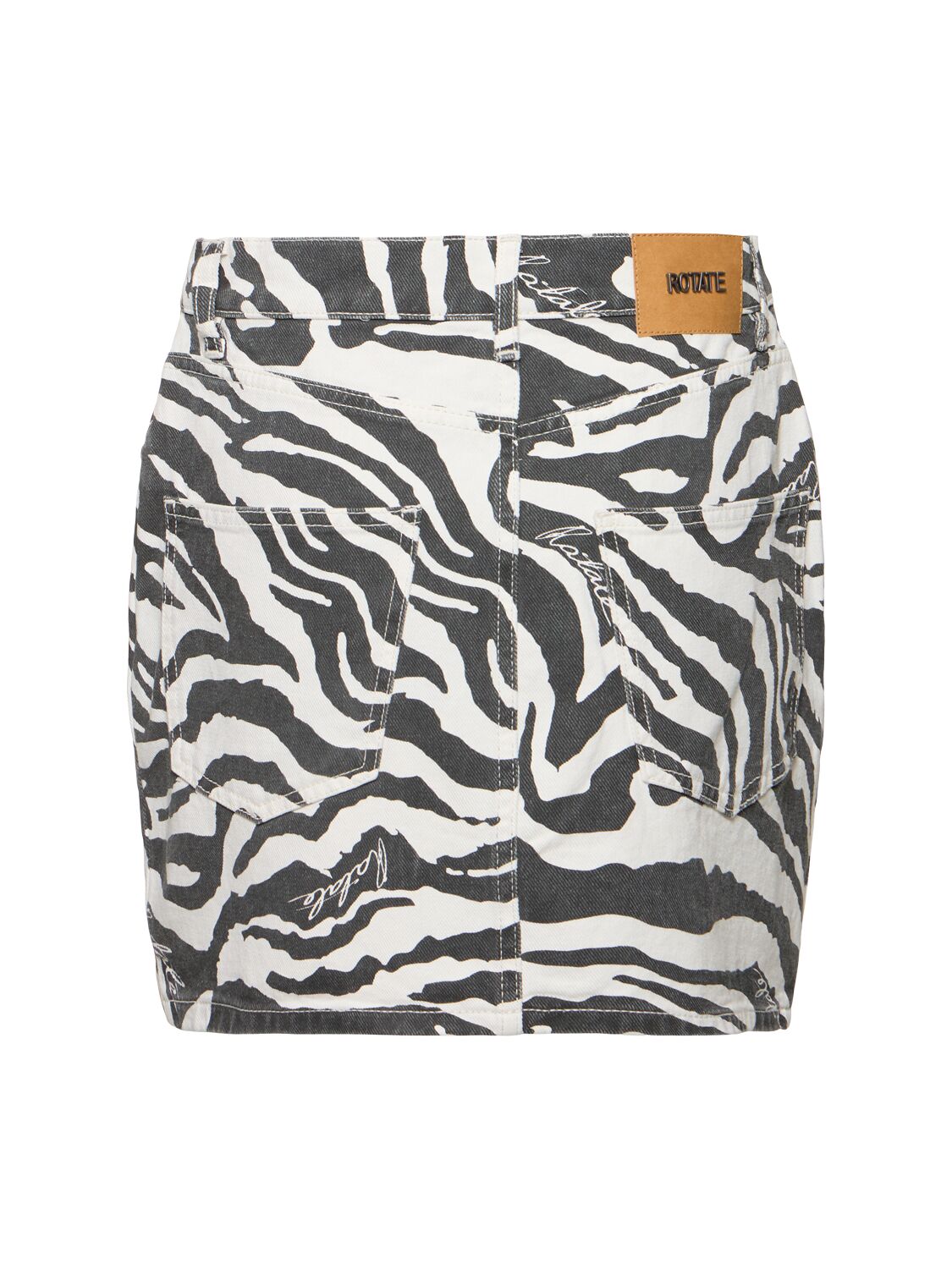 ROTATE Nela Zebra Print Denim Mini Skirt Smart Closet