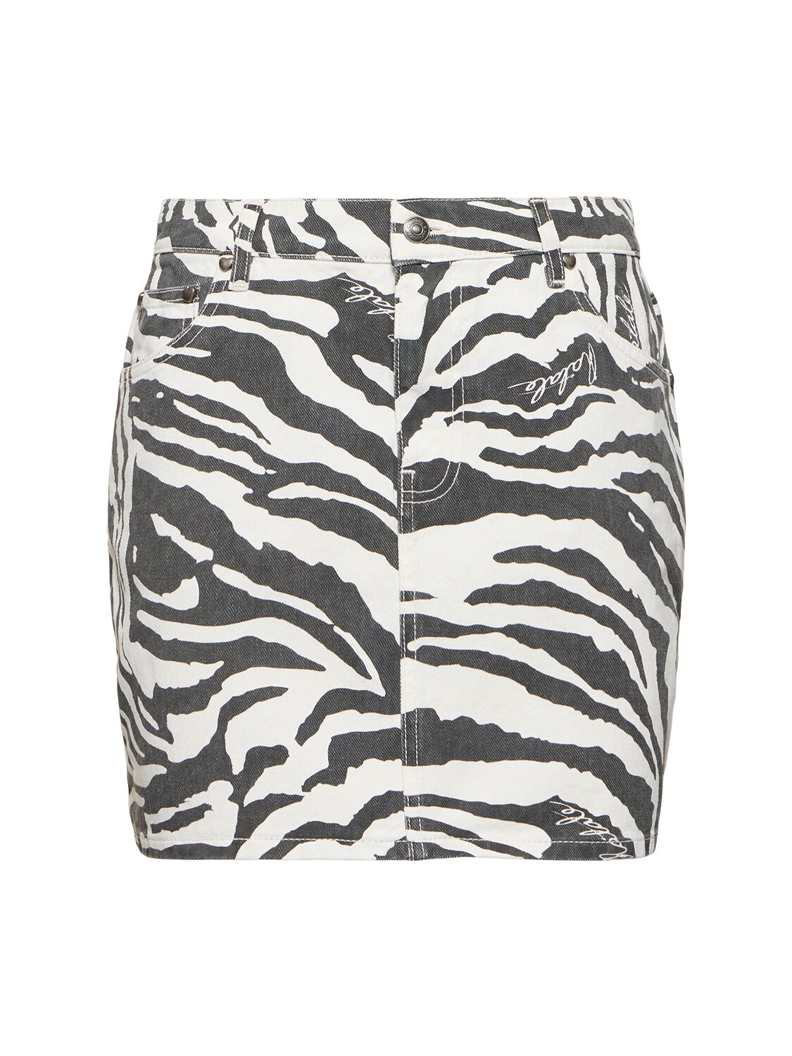 Nela Zebra Print Denim Mini Skirt