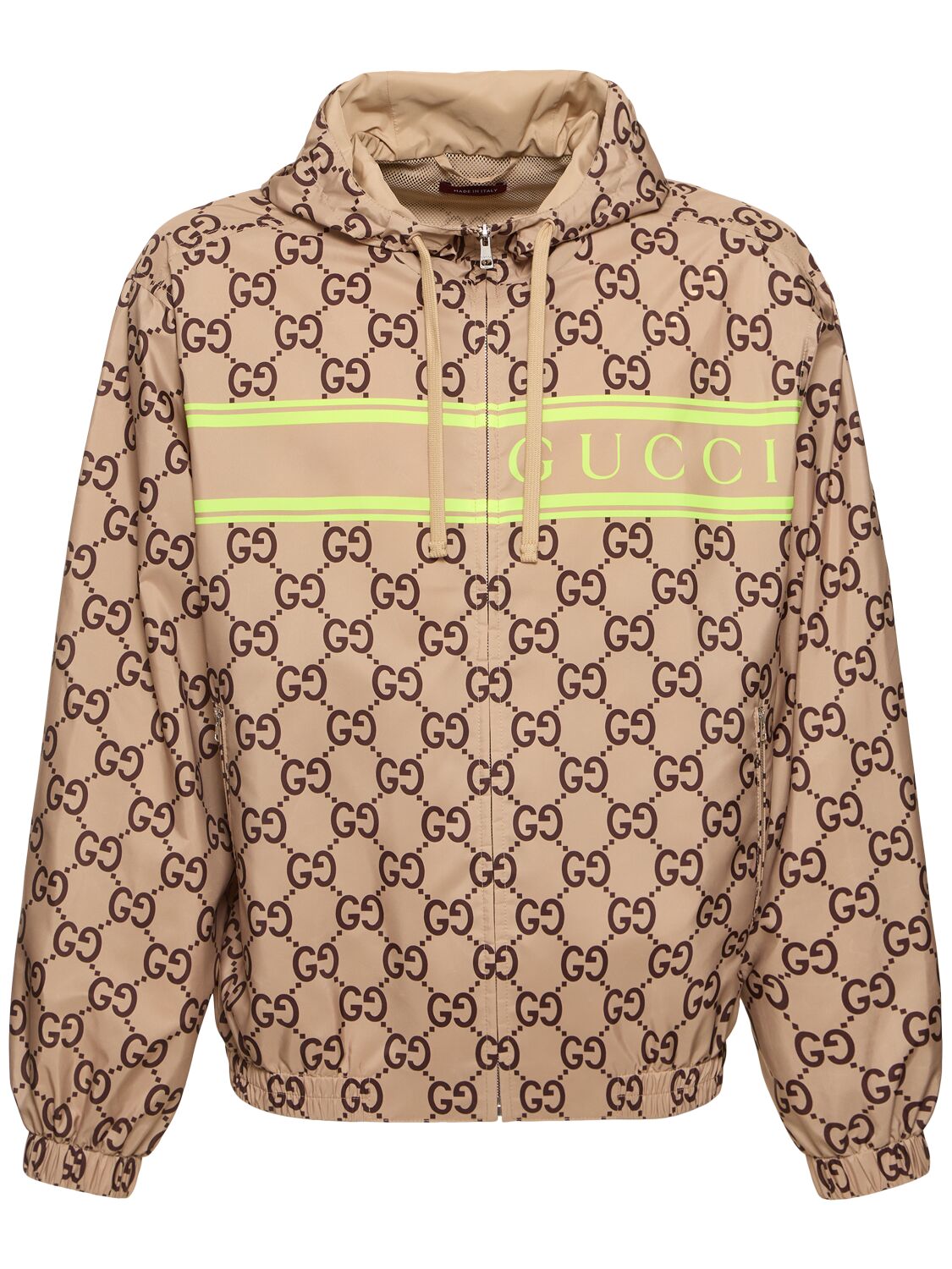 Gucci Canvas Tech Jacket In Beige/ebony