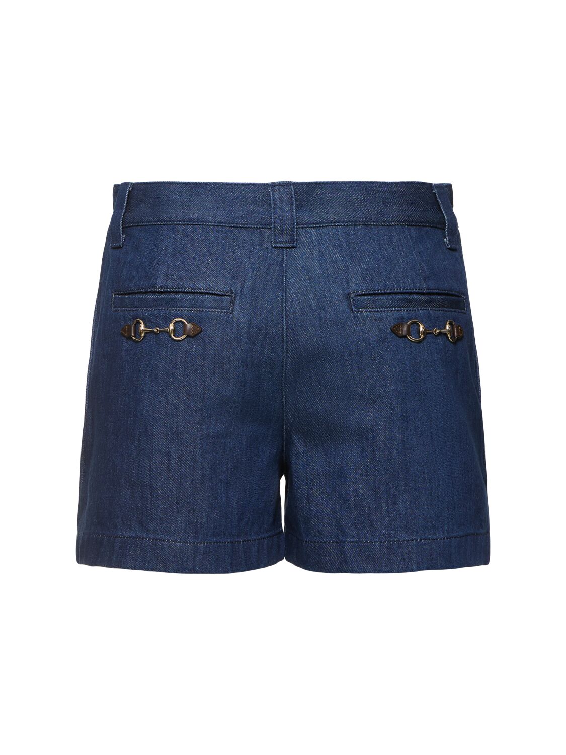 Shop Gucci Cotton Denim Shorts In Dark Blue