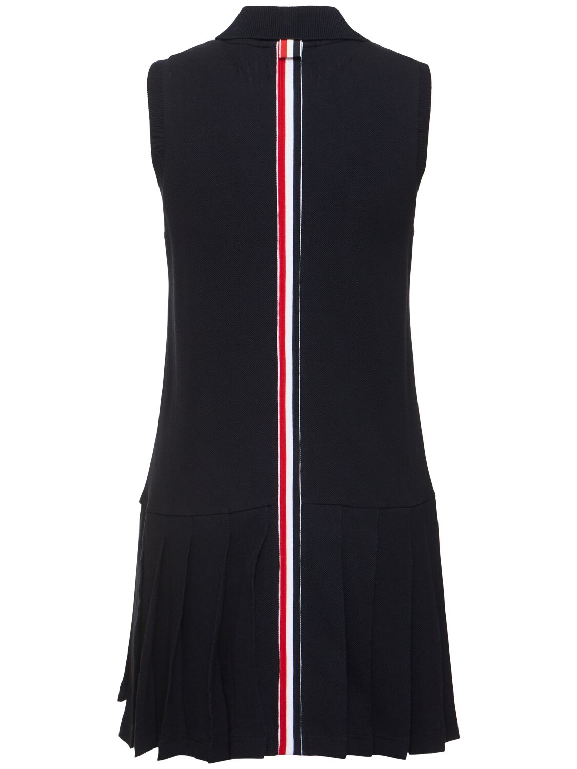 Shop Thom Browne Sleeveless Pleated Tennis Mini Dress In Blue