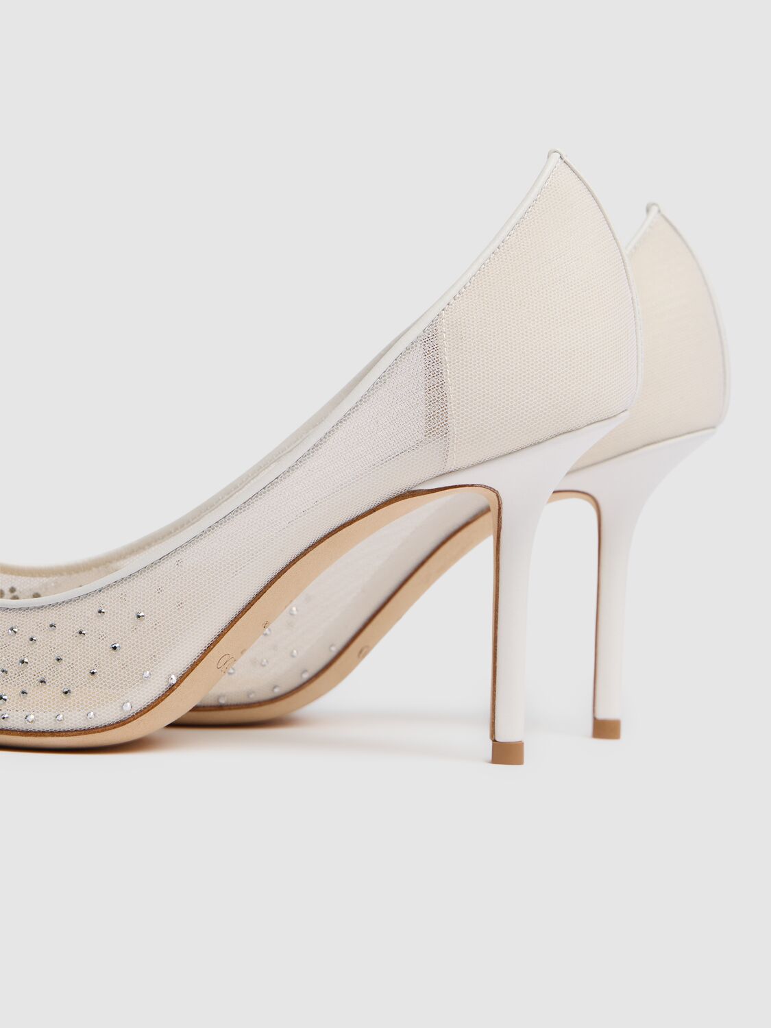 Shop Jimmy Choo 85mm Love Embellished Tulle Pumps In White/crystal