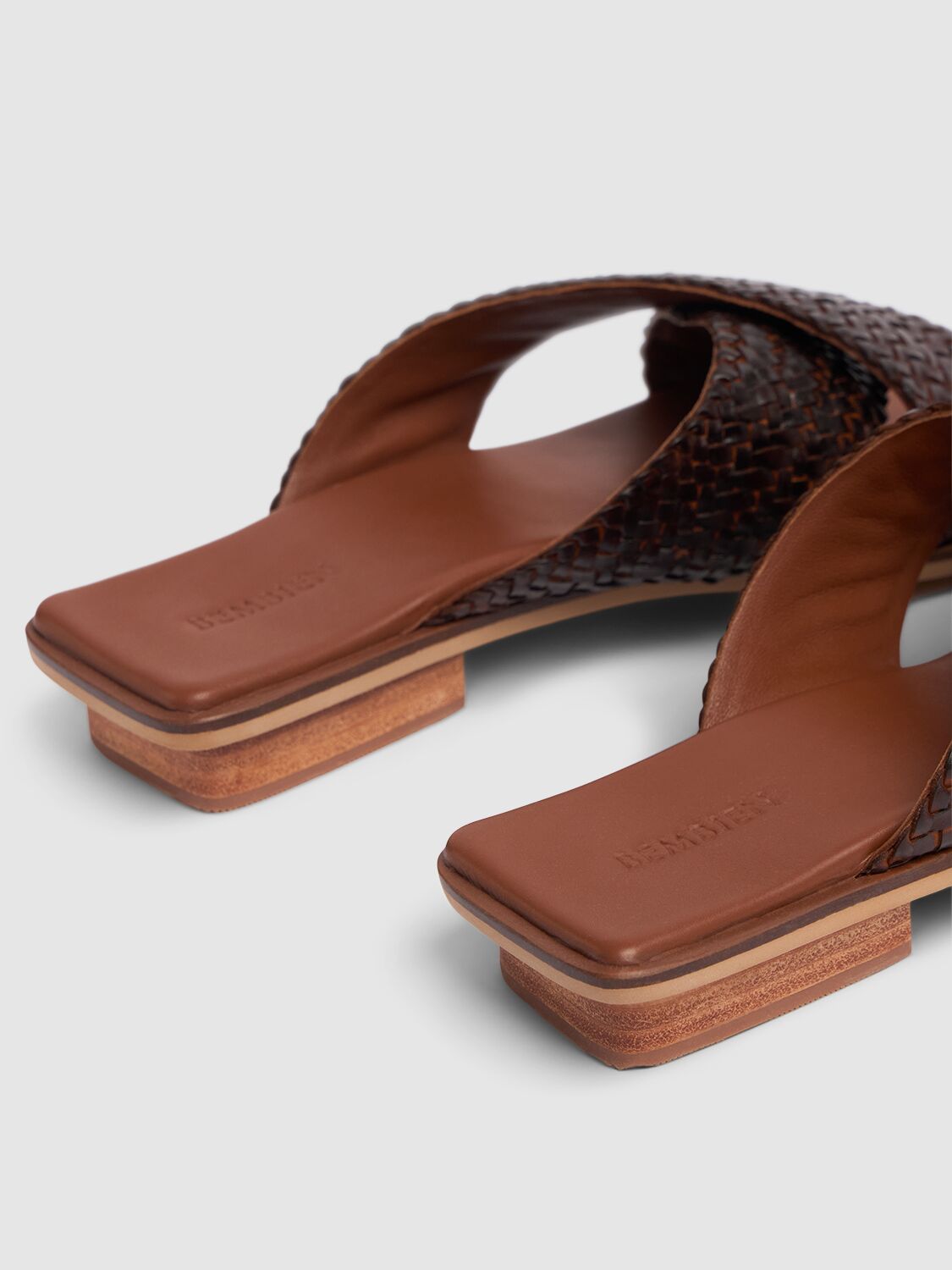 Shop Bembien 10mm Tosca Leather Slides In Brown