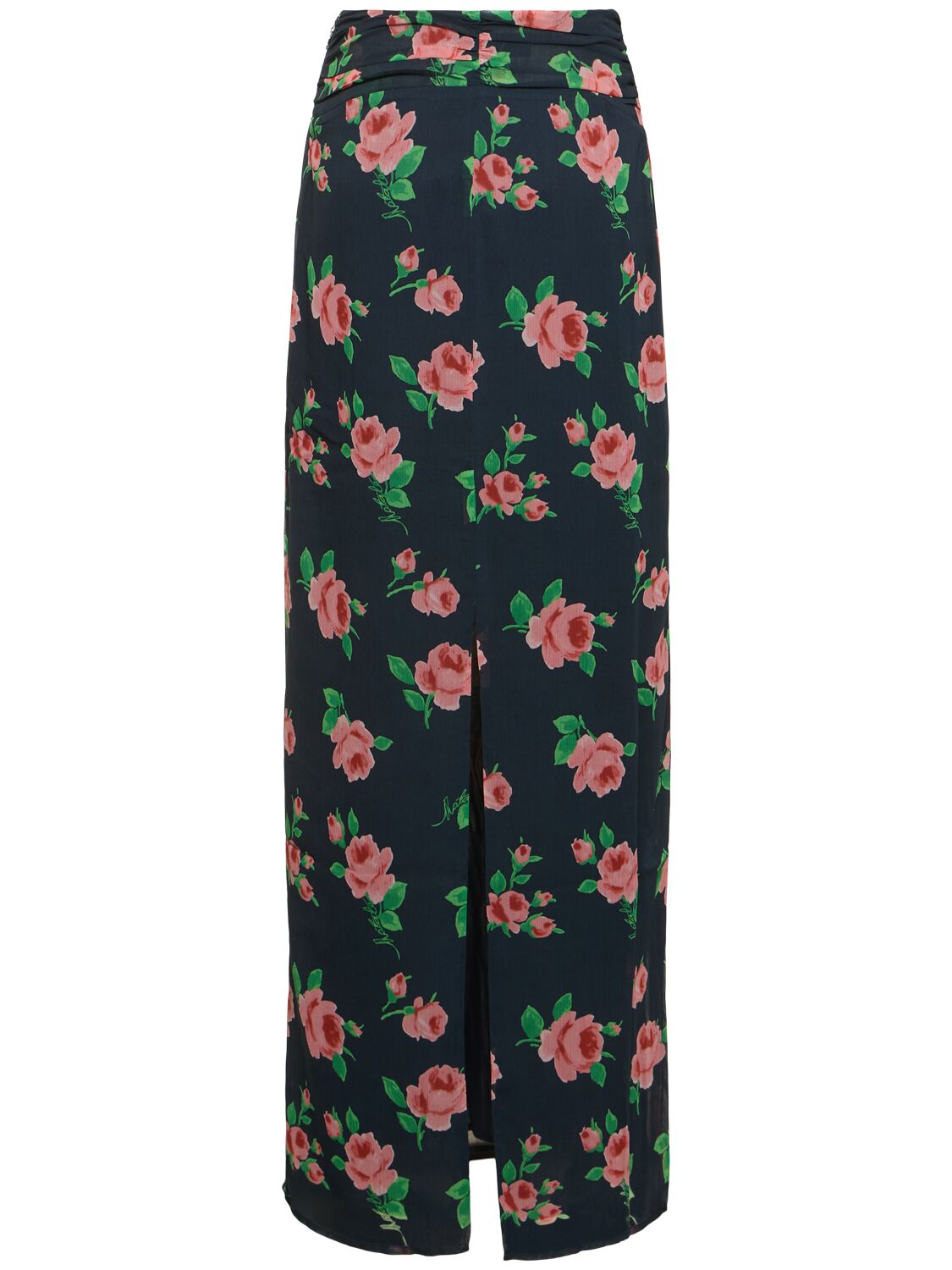 Shop Rotate Birger Christensen Alaska Chiffon Maxi Skirt In Navy,multi