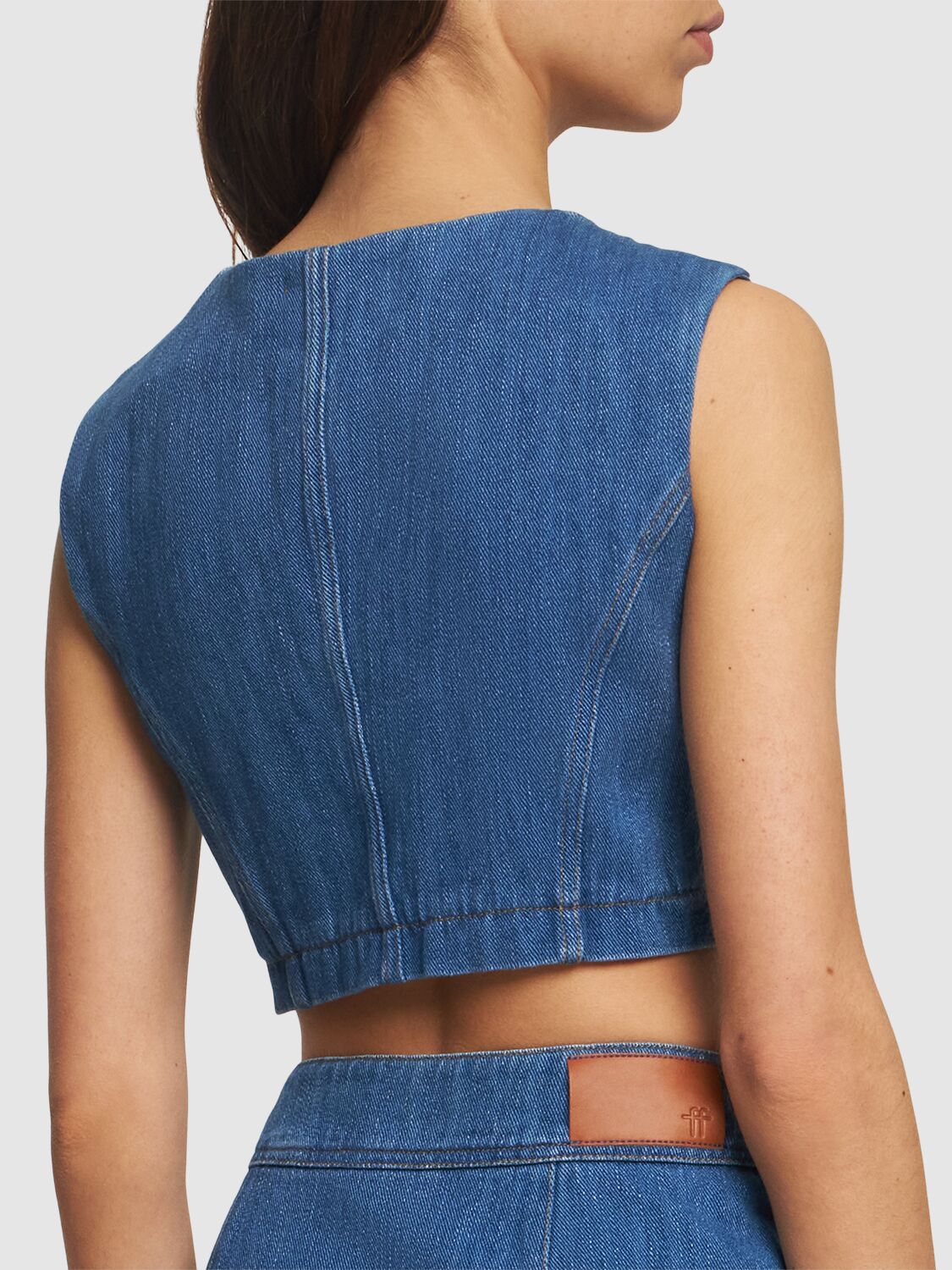 Shop Forte Forte Calvary Cotton Denim Top In Blue