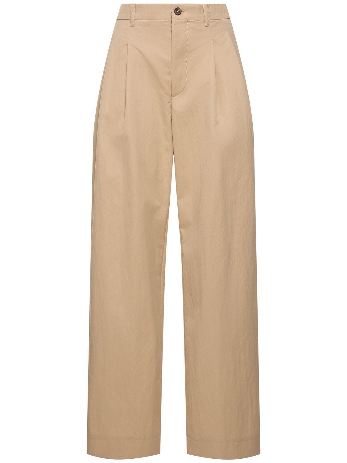 Shop Wardrobe.nyc Cotton Blend Drill Wide Chino Pants In Khaki