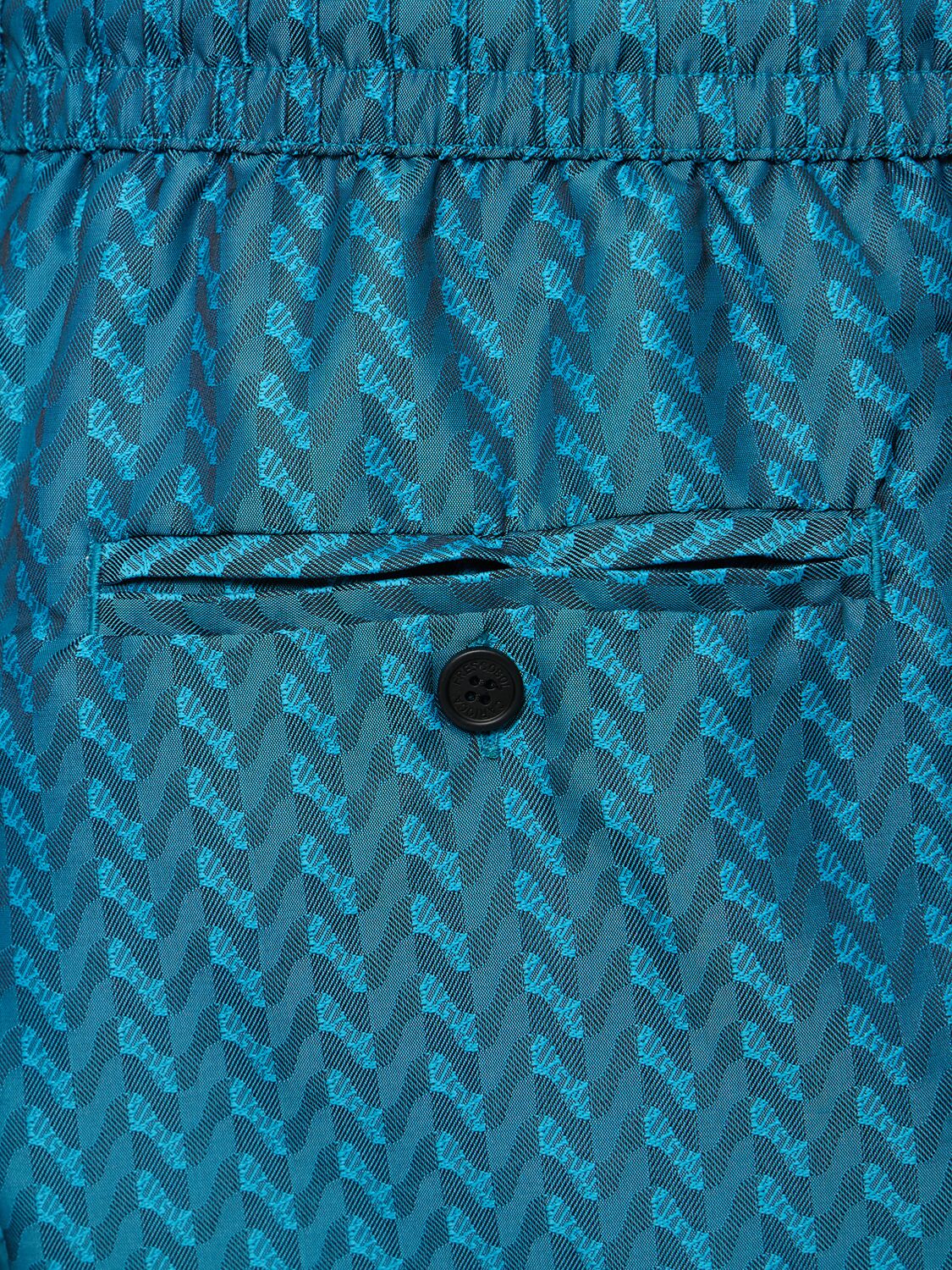 Shop Frescobol Carioca Sport Herringbone Jacquard Swim Shorts In Peacock Blue