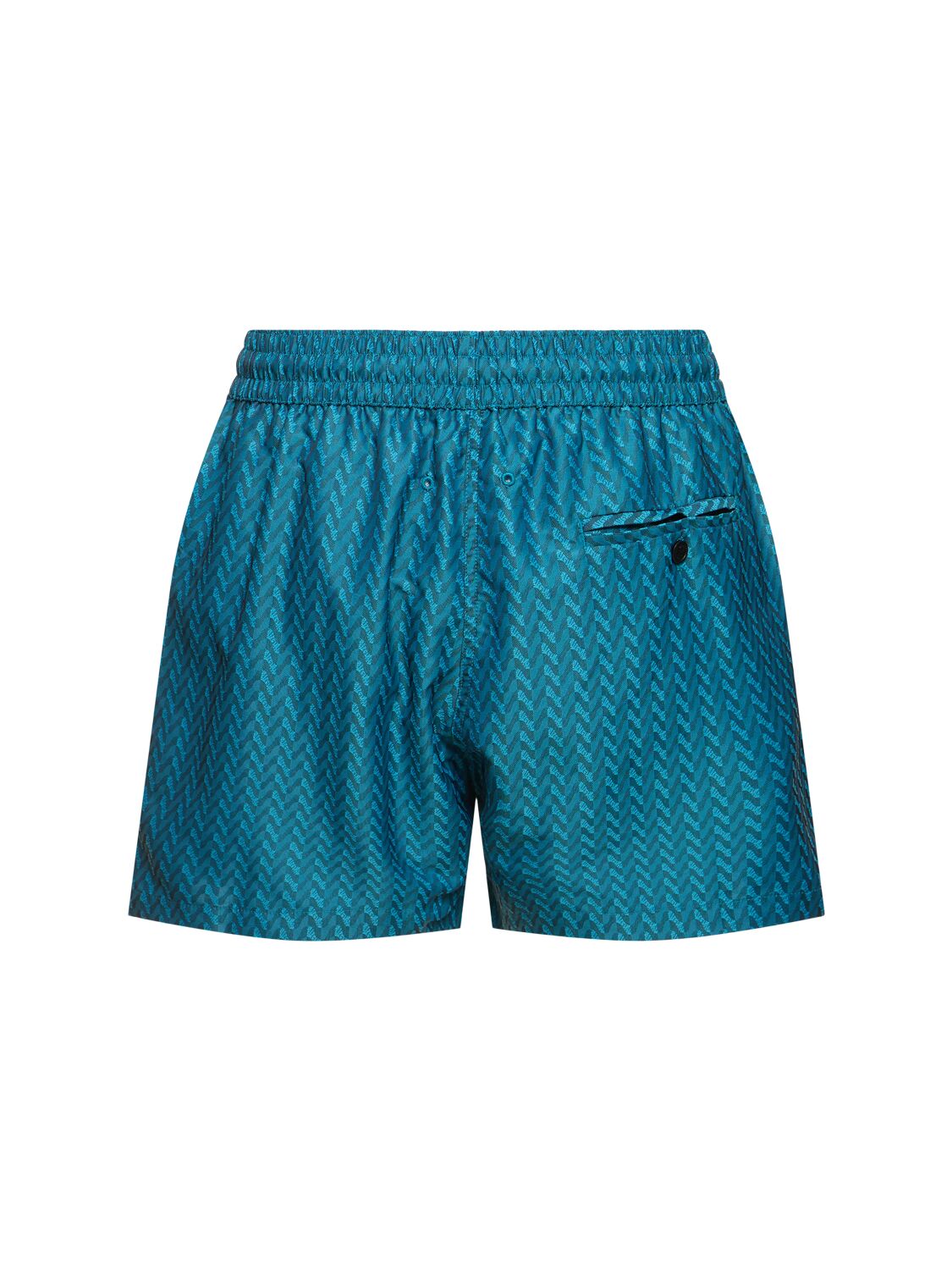 Shop Frescobol Carioca Sport Herringbone Jacquard Swim Shorts In Peacock Blue