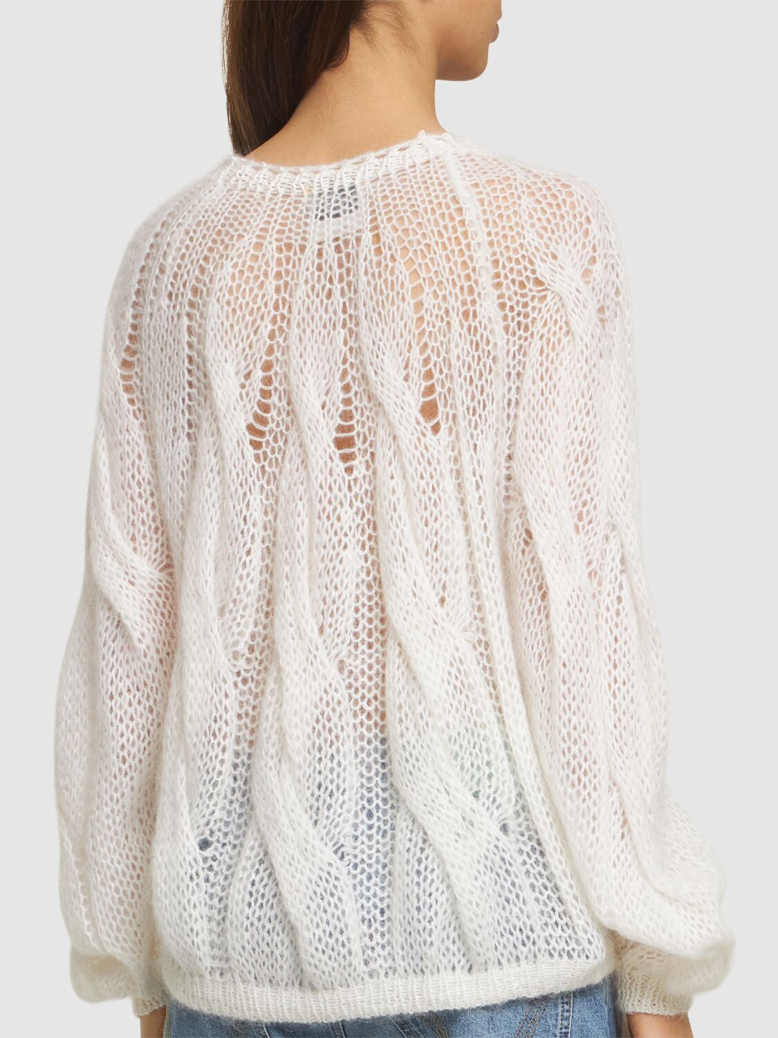 Shop Forte Forte Mohair Blend Cable Knit Sweater In White