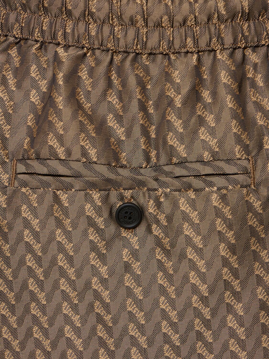 Shop Frescobol Carioca Sport Herringbone Jacquard Swim Shorts In Khaki Brown