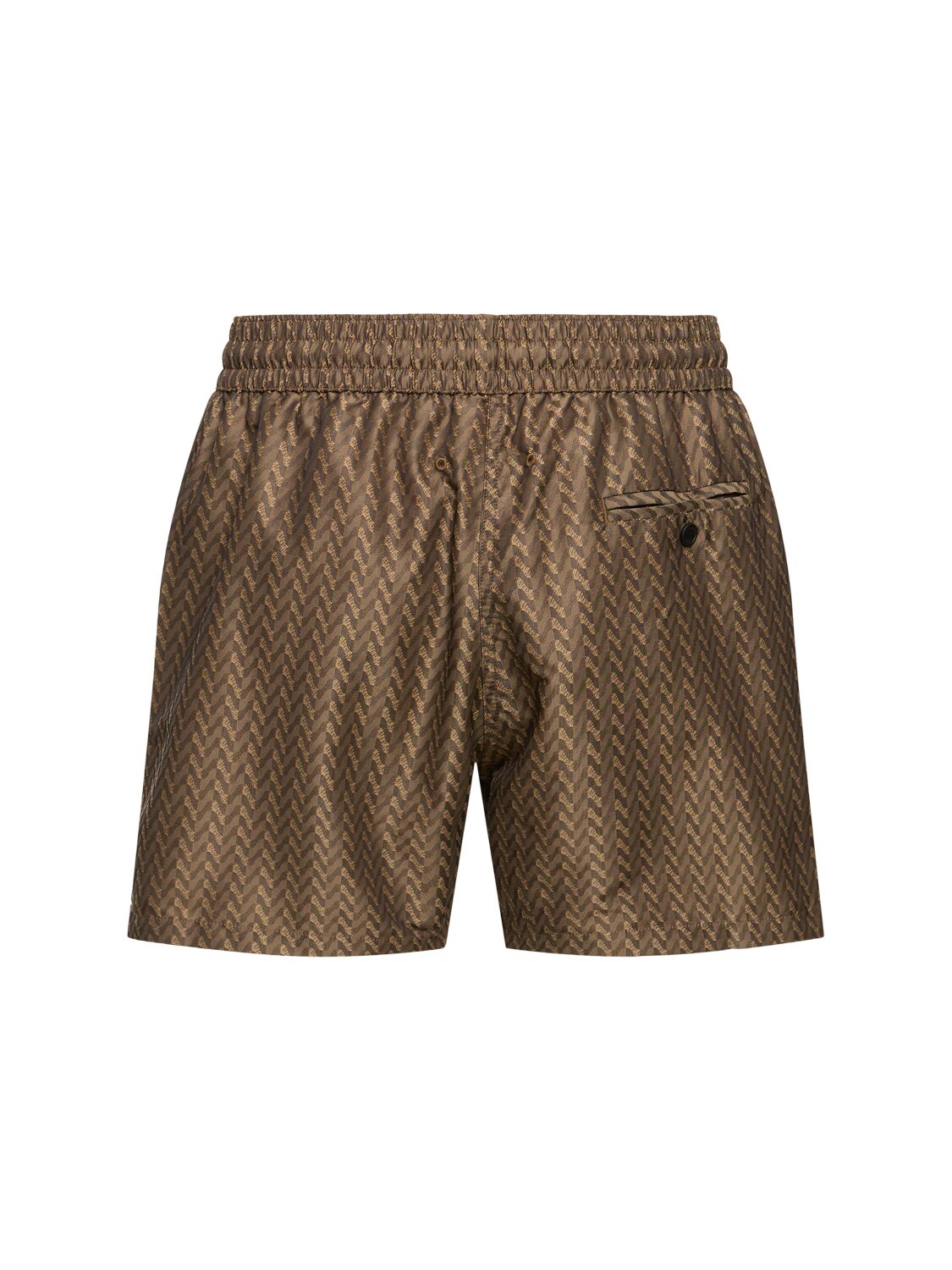 Shop Frescobol Carioca Sport Herringbone Jacquard Swim Shorts In Khaki Brown