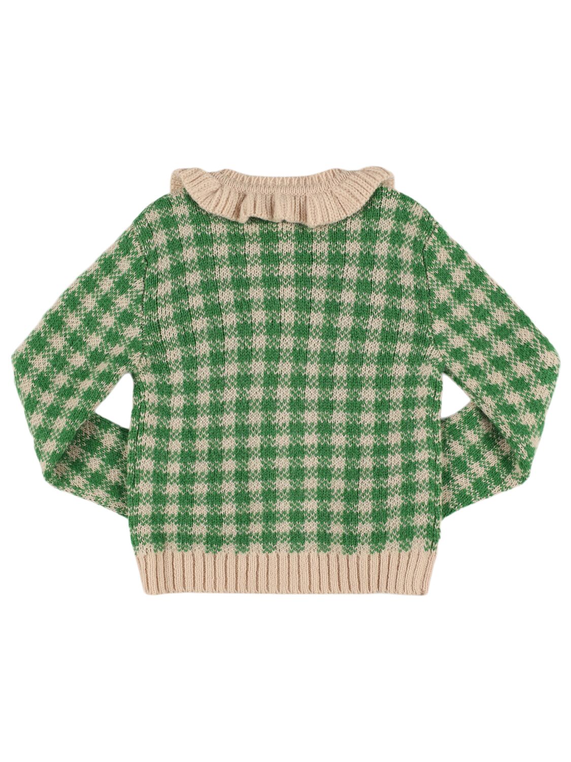 Hello Simone Sara Wool Blend Knit Cardigan In Green/white